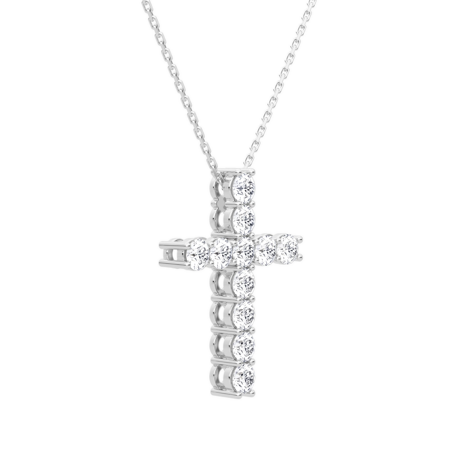 Iris Shared Prong Cross Diamond Necklace in Platinum second product view
