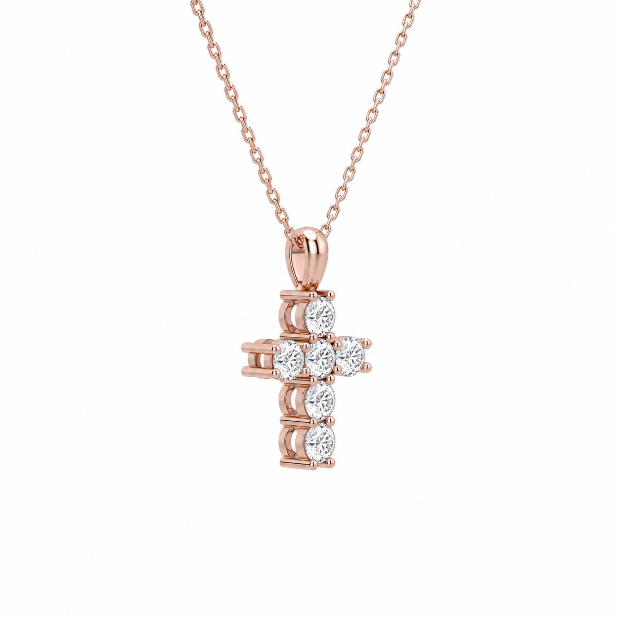 Nerissa Cross Diamond Pendant Necklace in 14K Rose Gold second product view