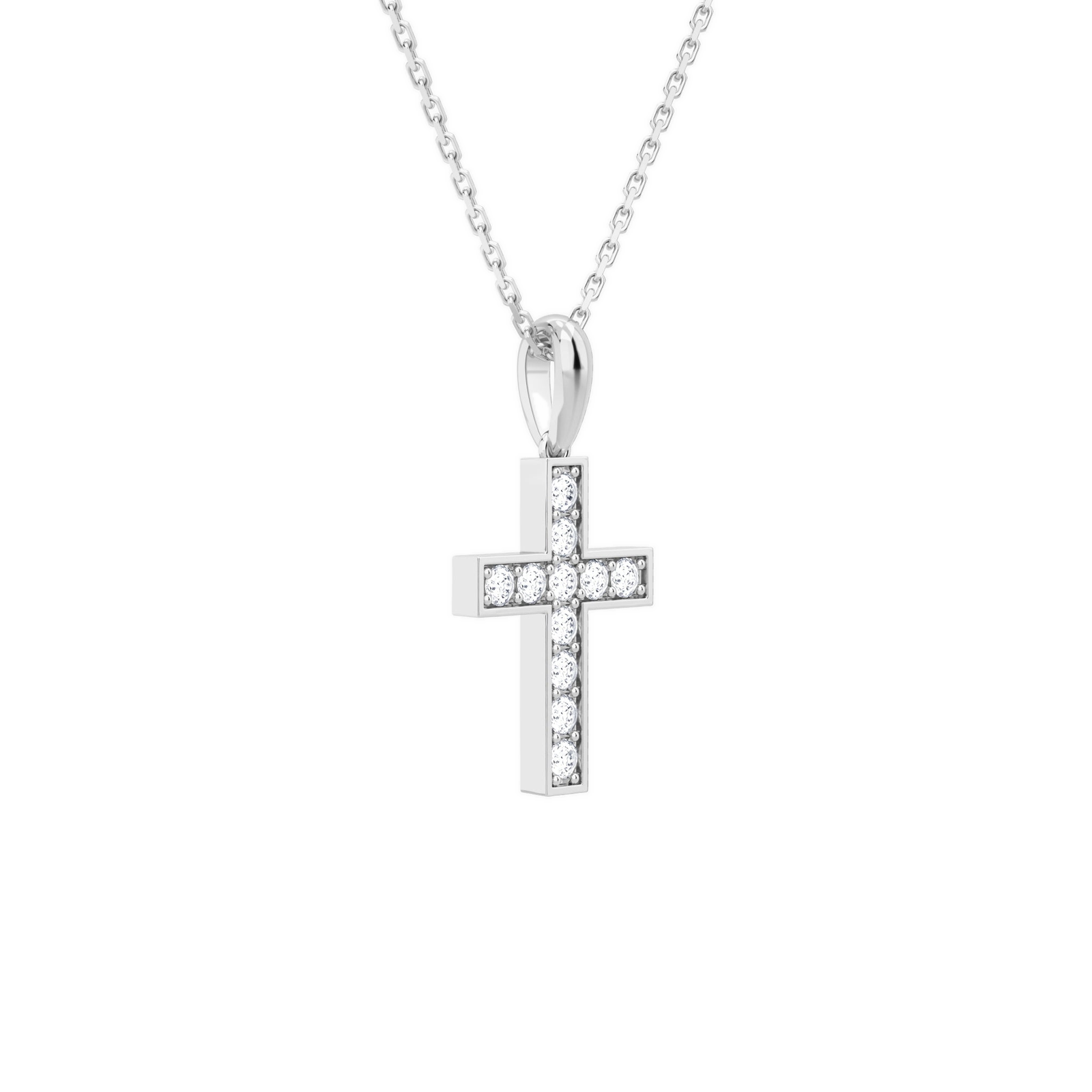 Rivka Bead Bright Cross Diamond Pendant Necklace in Platinum second product view