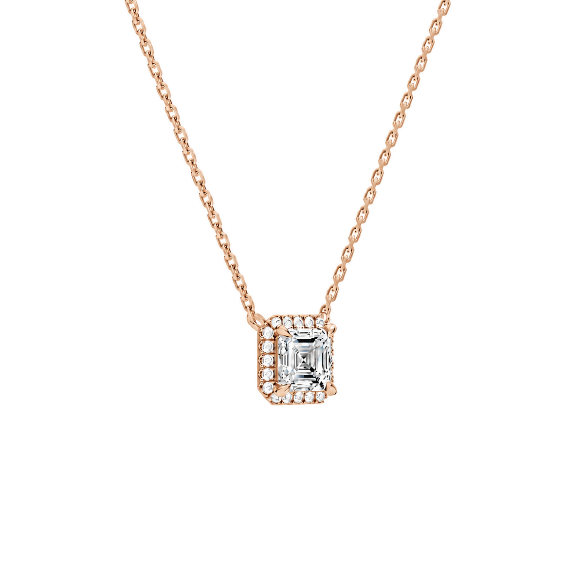 Jessa Asscher Halo Lab-Grown Diamond Necklace in 14K Rose Gold, alternate product view