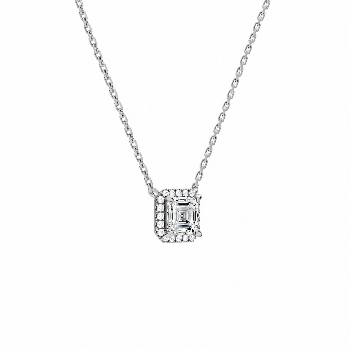 Jessa Asscher Halo Lab-Grown Diamond Necklace in Platinum, alternate product view