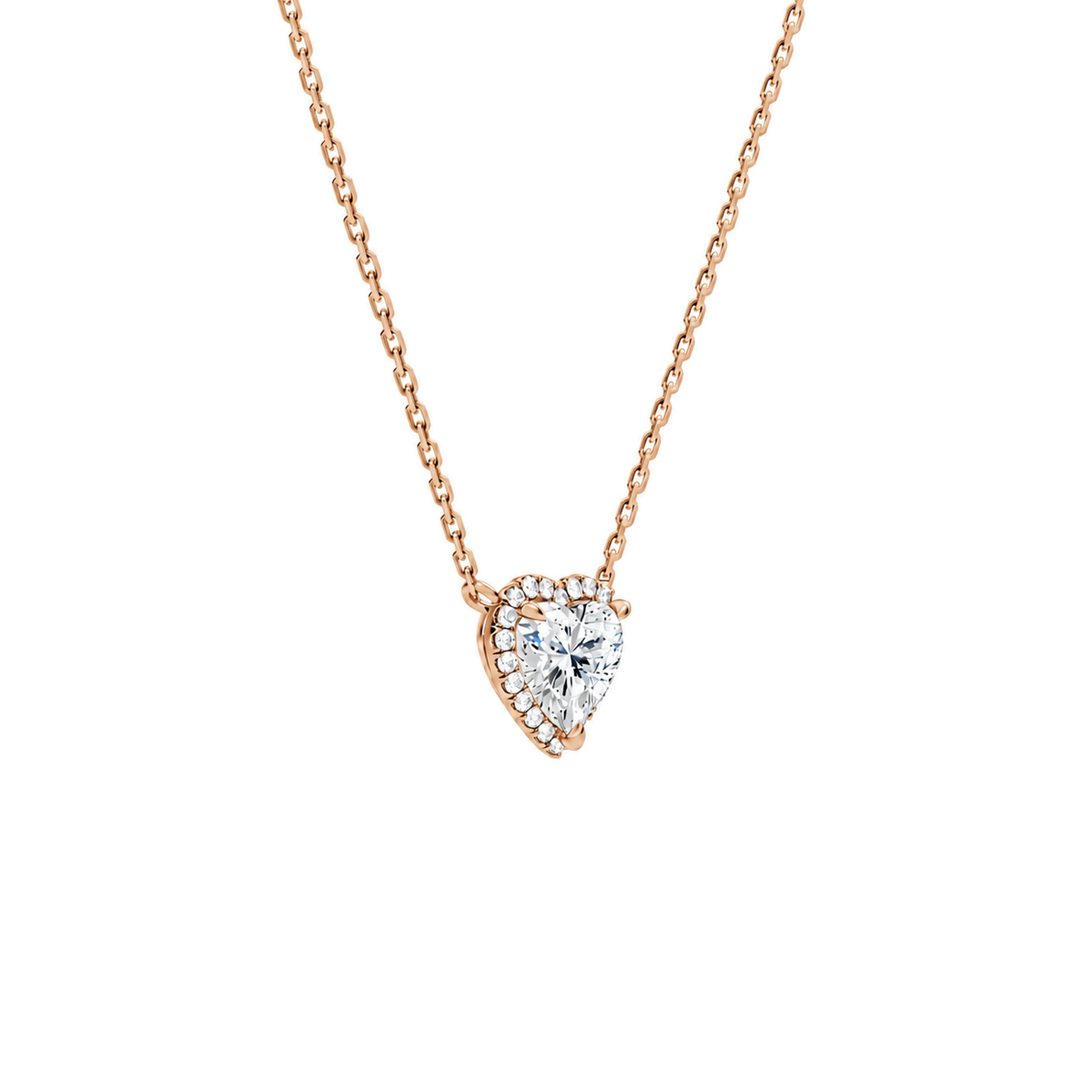 Jessa Heart Halo Lab-Grown Diamond Necklace in 14K Rose Gold, alternate product view