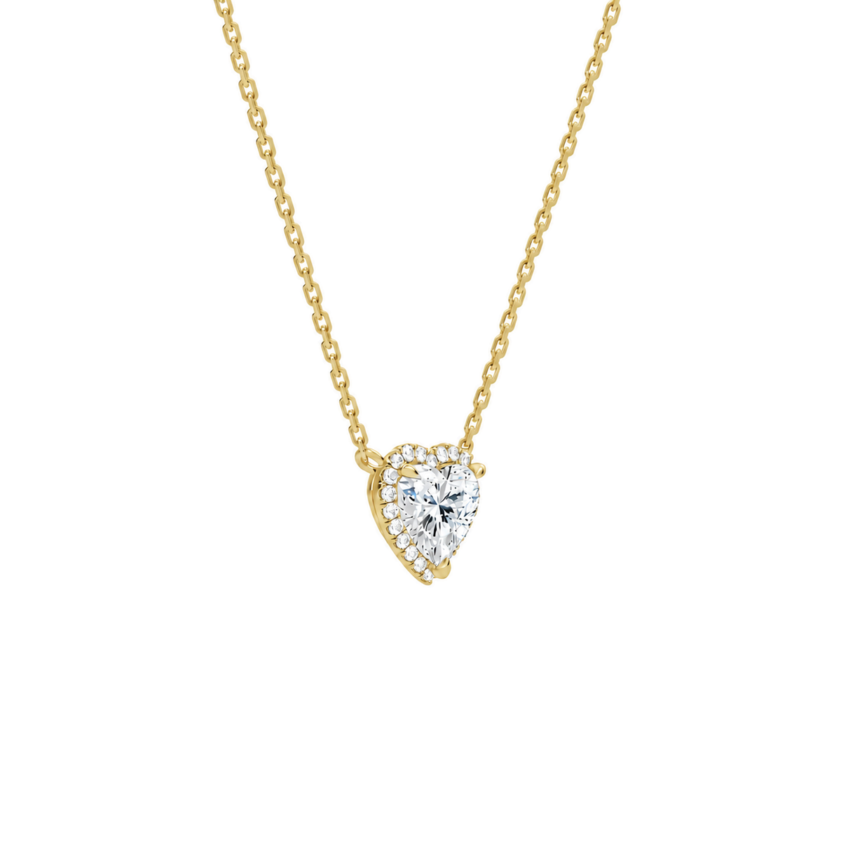 Jessa Heart Halo Lab-Grown Diamond Necklace in 14K Yellow Gold, alternate product view