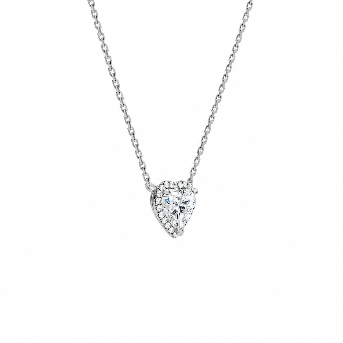 Jessa Heart Halo Lab-Grown Diamond Necklace in 18K White Gold, alternate product view