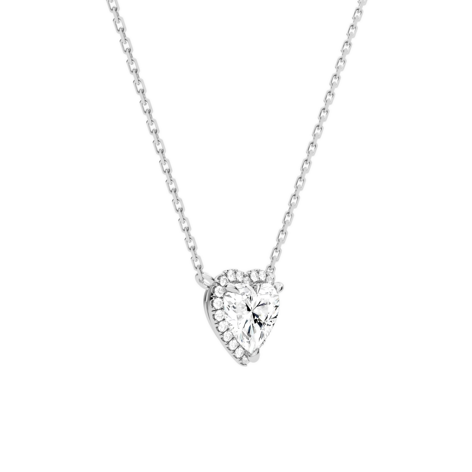 Jessa Heart Halo Diamond Necklace in 18K White Gold second product view