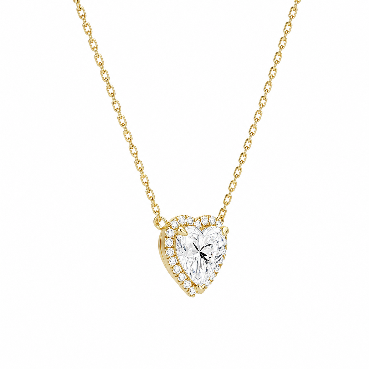 Jessa Heart Halo Diamond Necklace in 14K Yellow Gold second product view