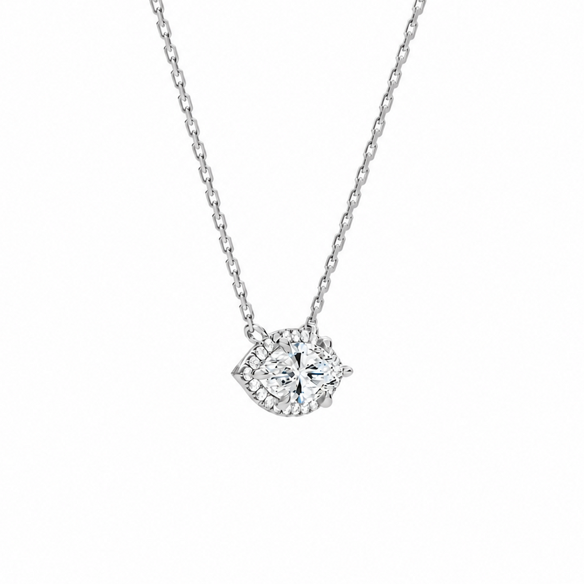 Jessa Marquise Halo Lab-Grown Diamond Necklace in 18K White Gold, alternate product view