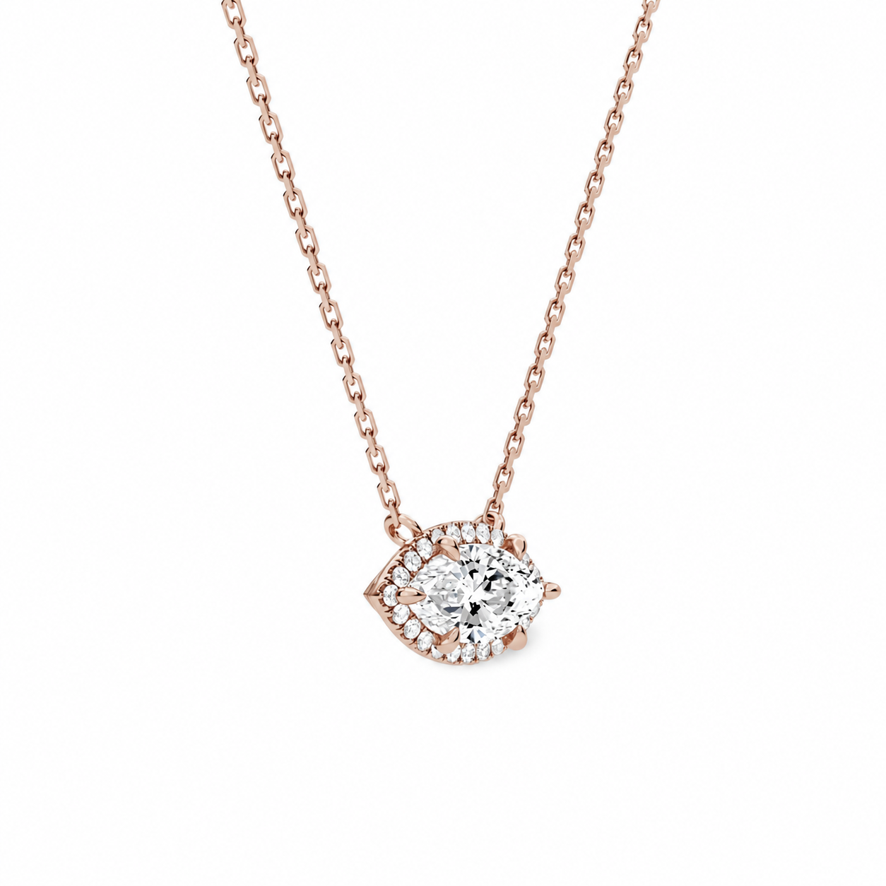 Jessa Marquise Halo Diamond Necklace in 14K Rose Gold second product view