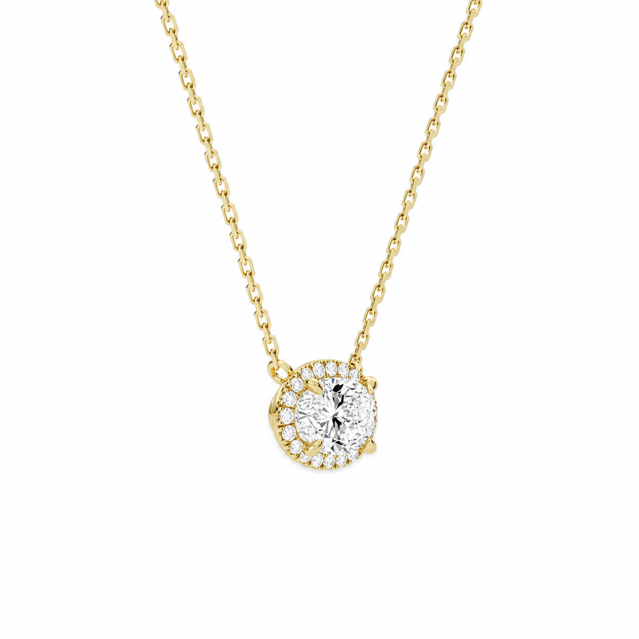 Jessa Oval Halo Diamond Necklace in 18K Yellow Gold second product view