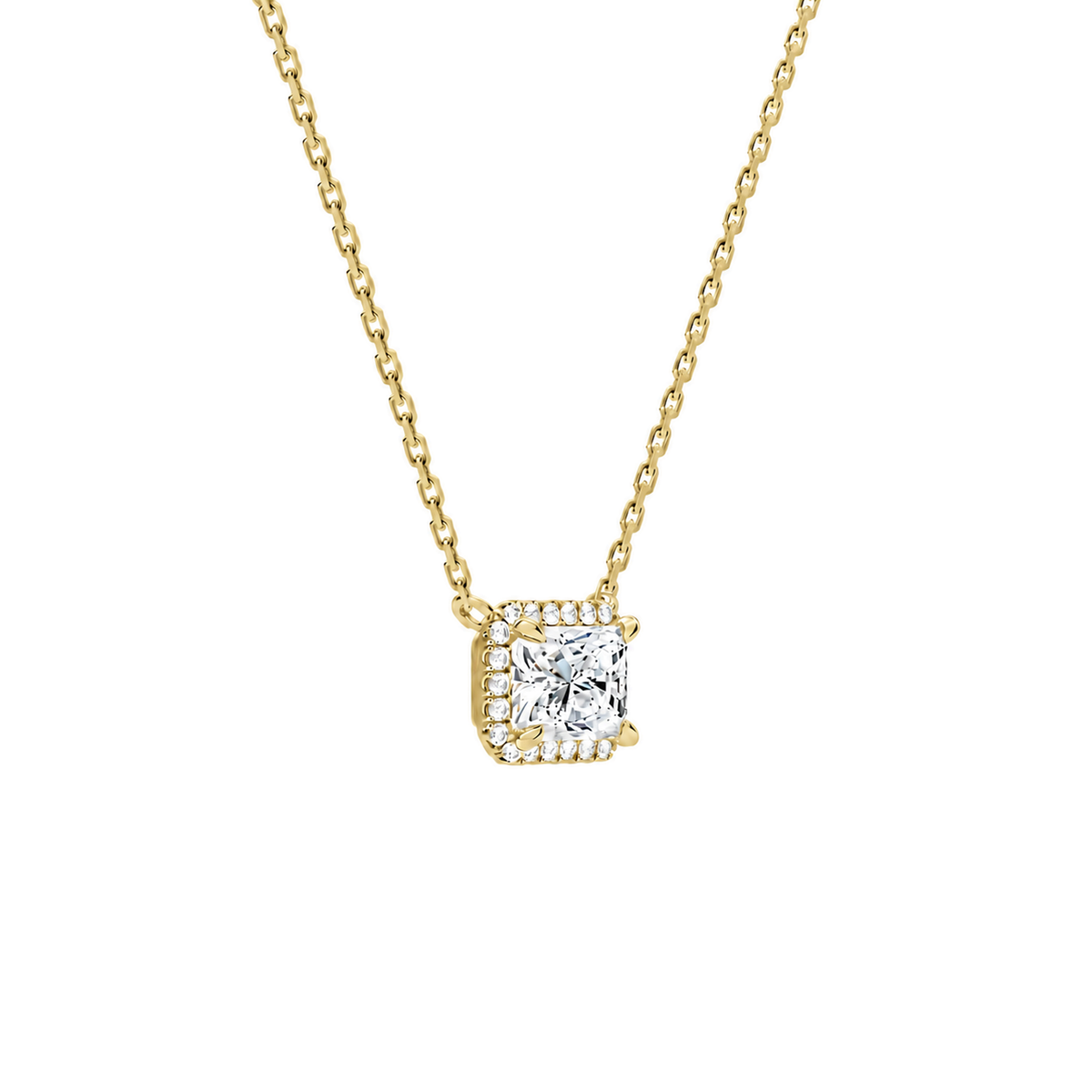Jessa Radiant Halo Lab-Grown Diamond Necklace in 14K Yellow Gold, alternate product view