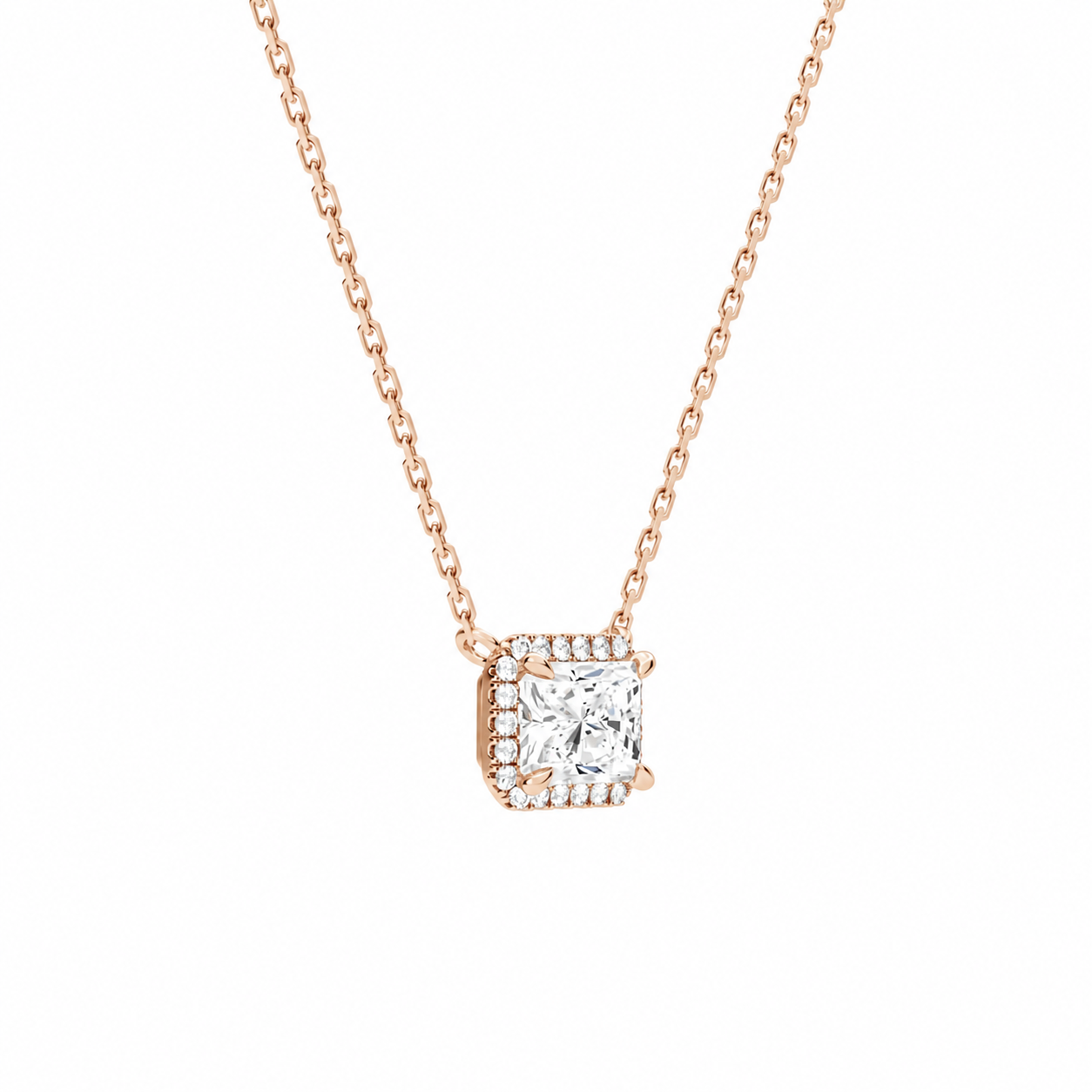 Jessa Radiant Halo Diamond Necklace in 14K Rose Gold second product view