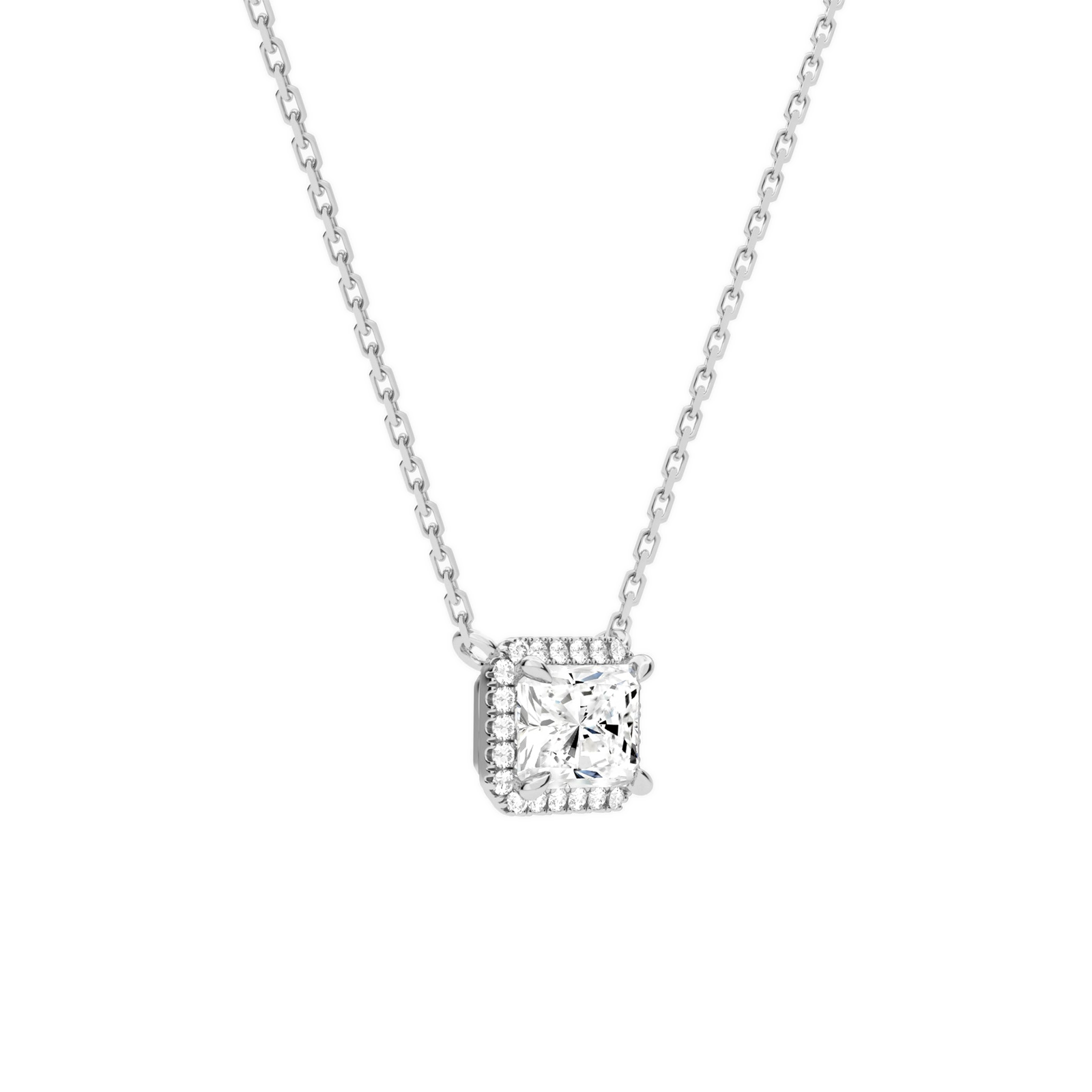 Jessa Radiant Halo Diamond Necklace in 14K White Gold second product view