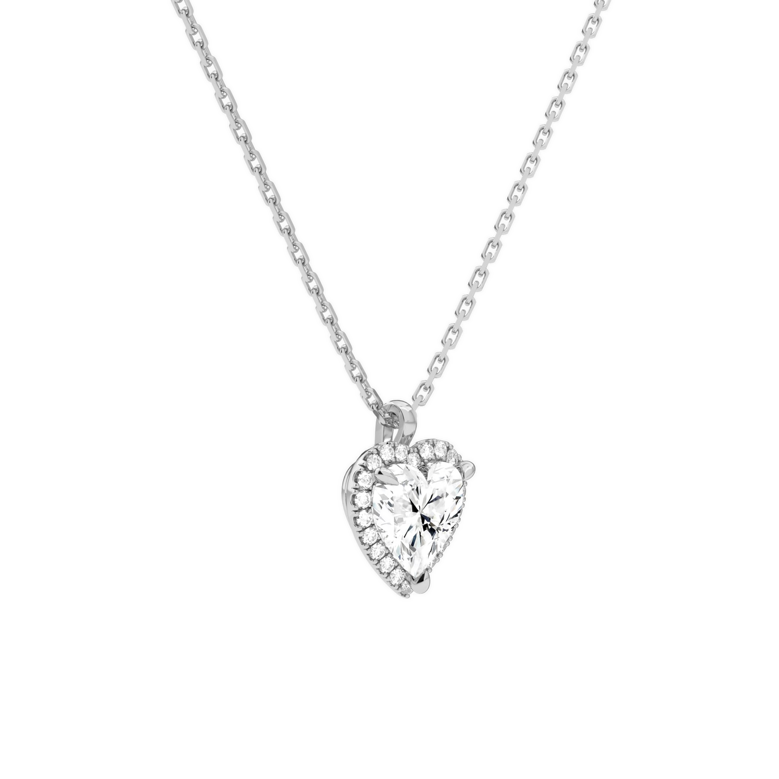 Malia Heart Halo Diamond Pendant Necklace in 18K White Gold second product view