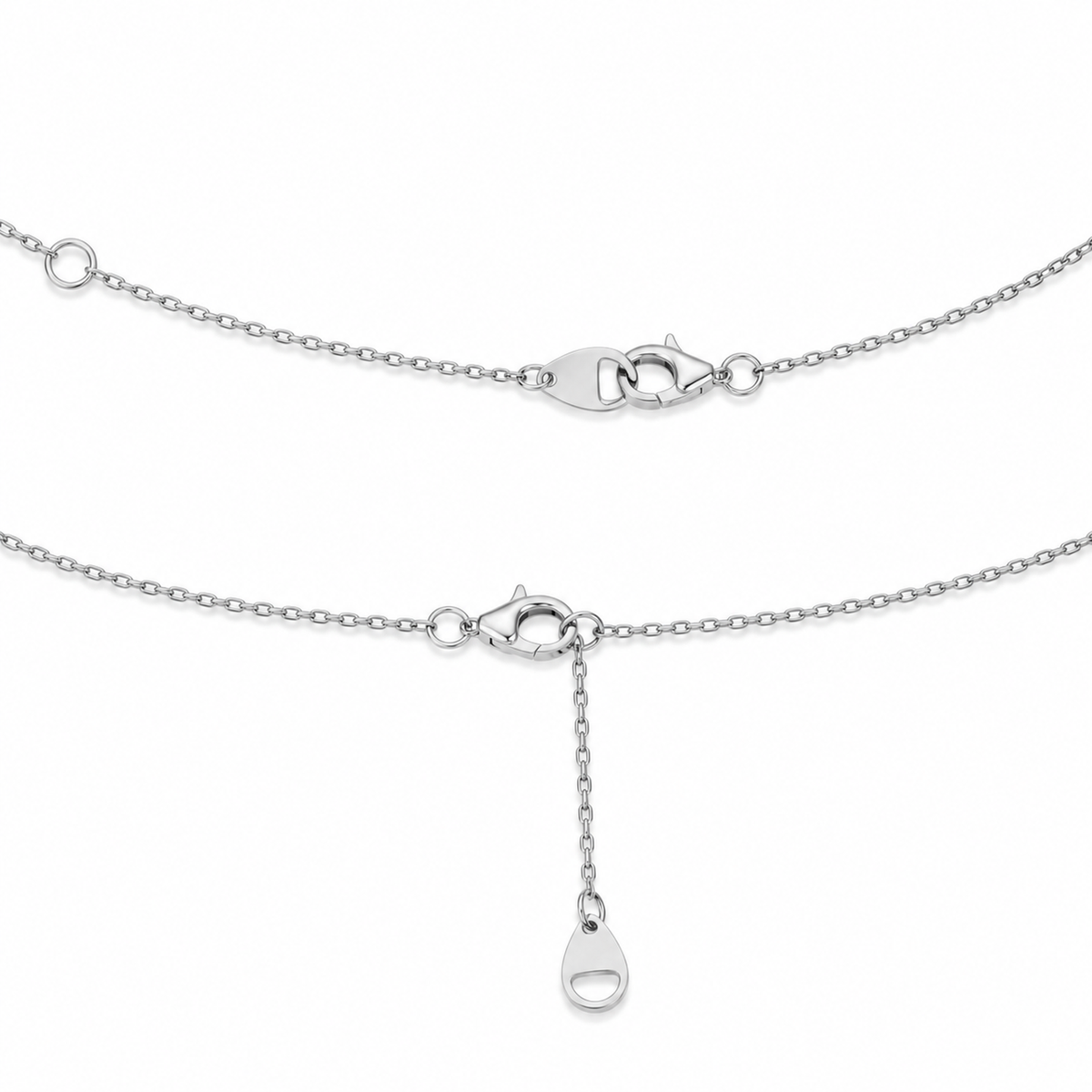 Leona Asscher Halo Accented Bail Diamond Pendant Necklace in Platinum, two clasp arrangements and extender chain