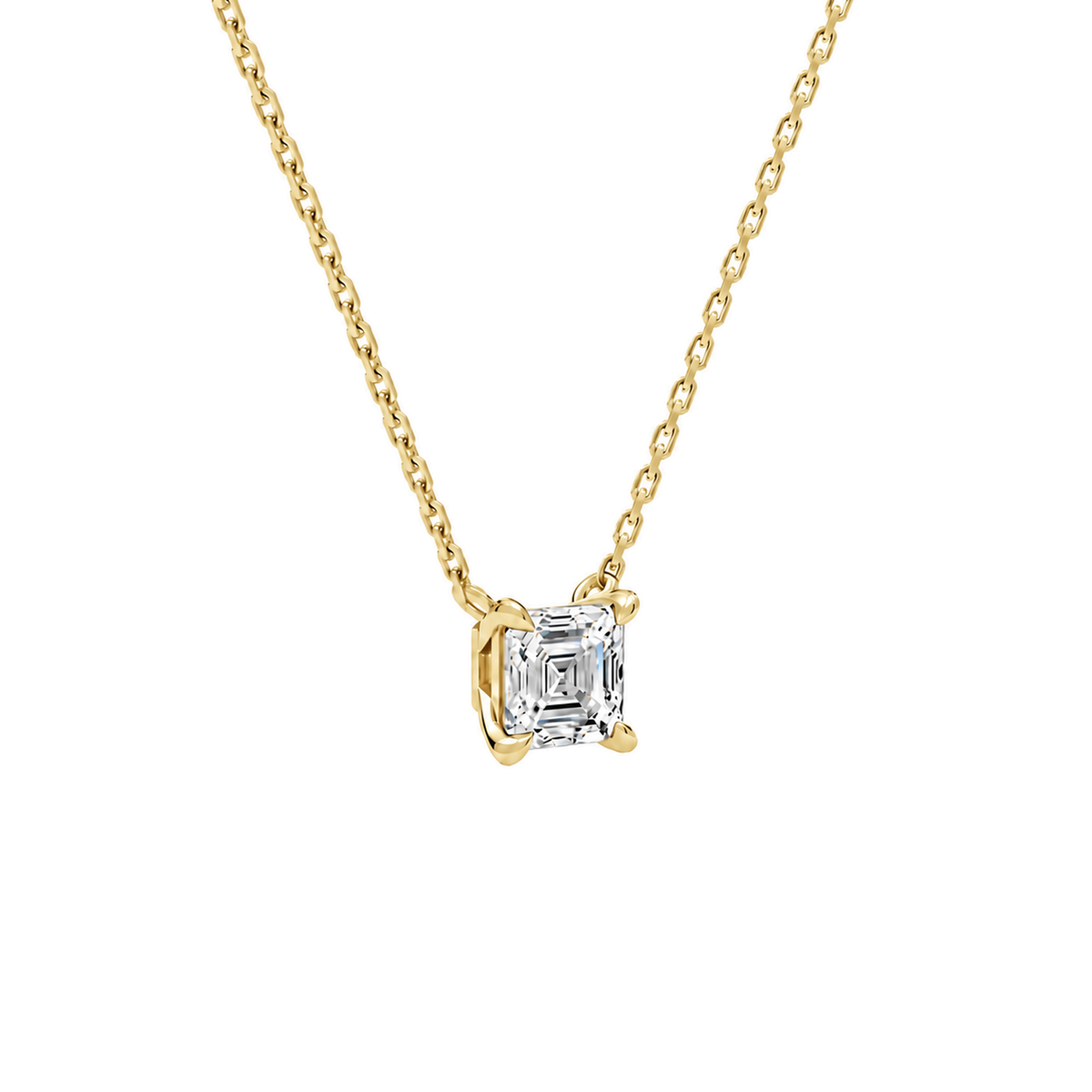 Solenne Asscher Solitaire Lab-Grown Diamond Necklace in 14K Yellow Gold, alternate product view