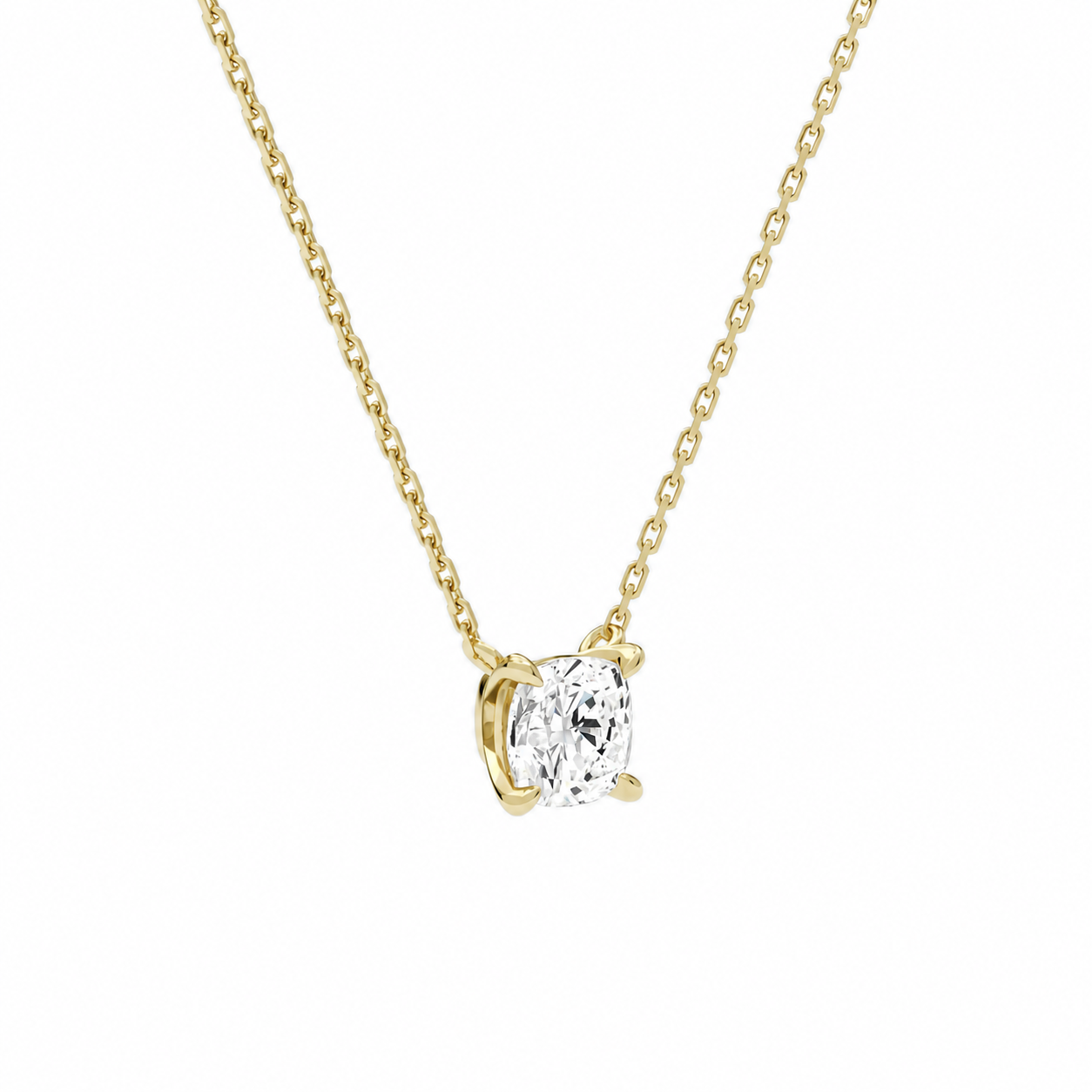 Solenne Cushion Solitaire Diamond Necklace in 14K Yellow Gold second product view