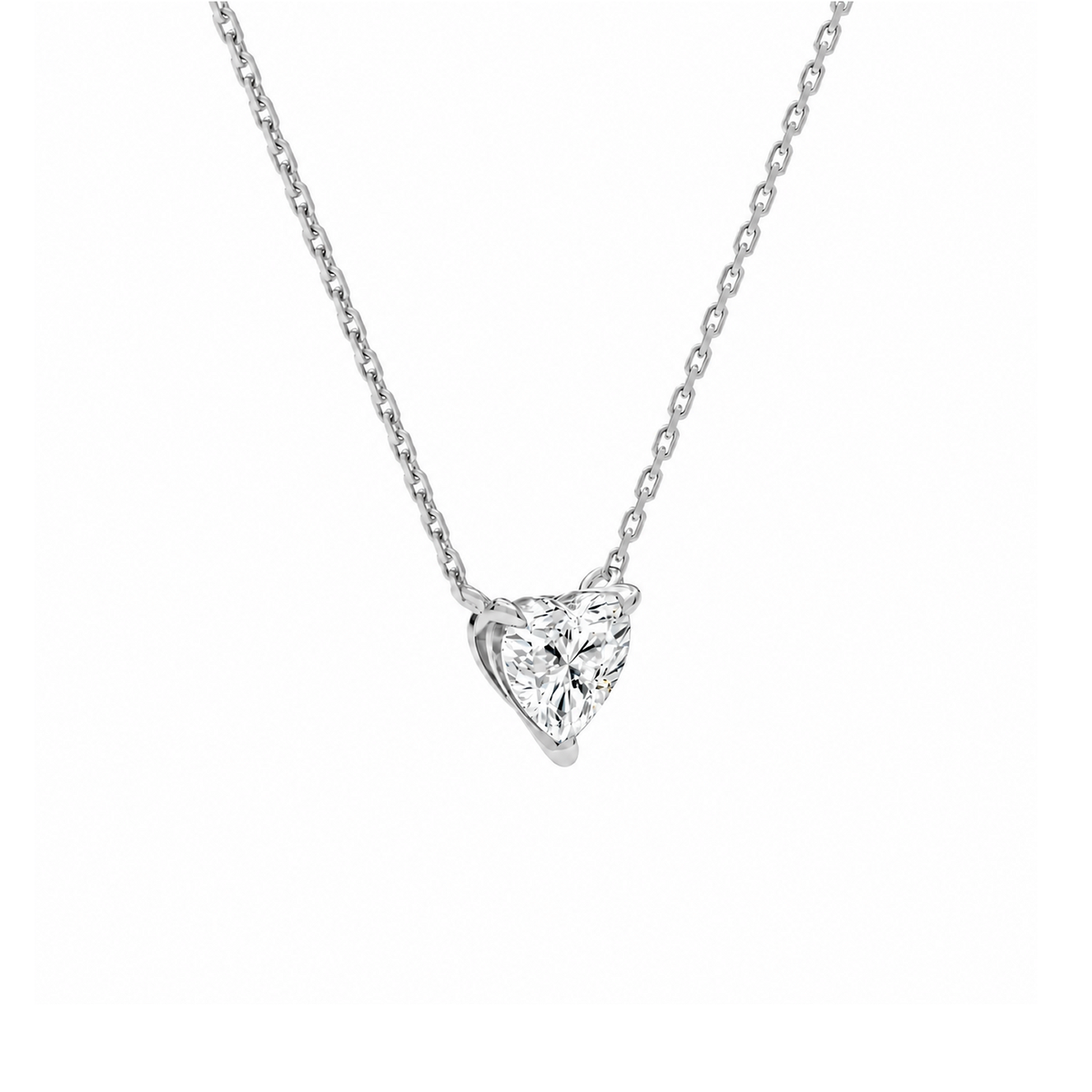 Solenne Heart Solitaire Lab-Grown Diamond Necklace in 18K White Gold, alternate product view