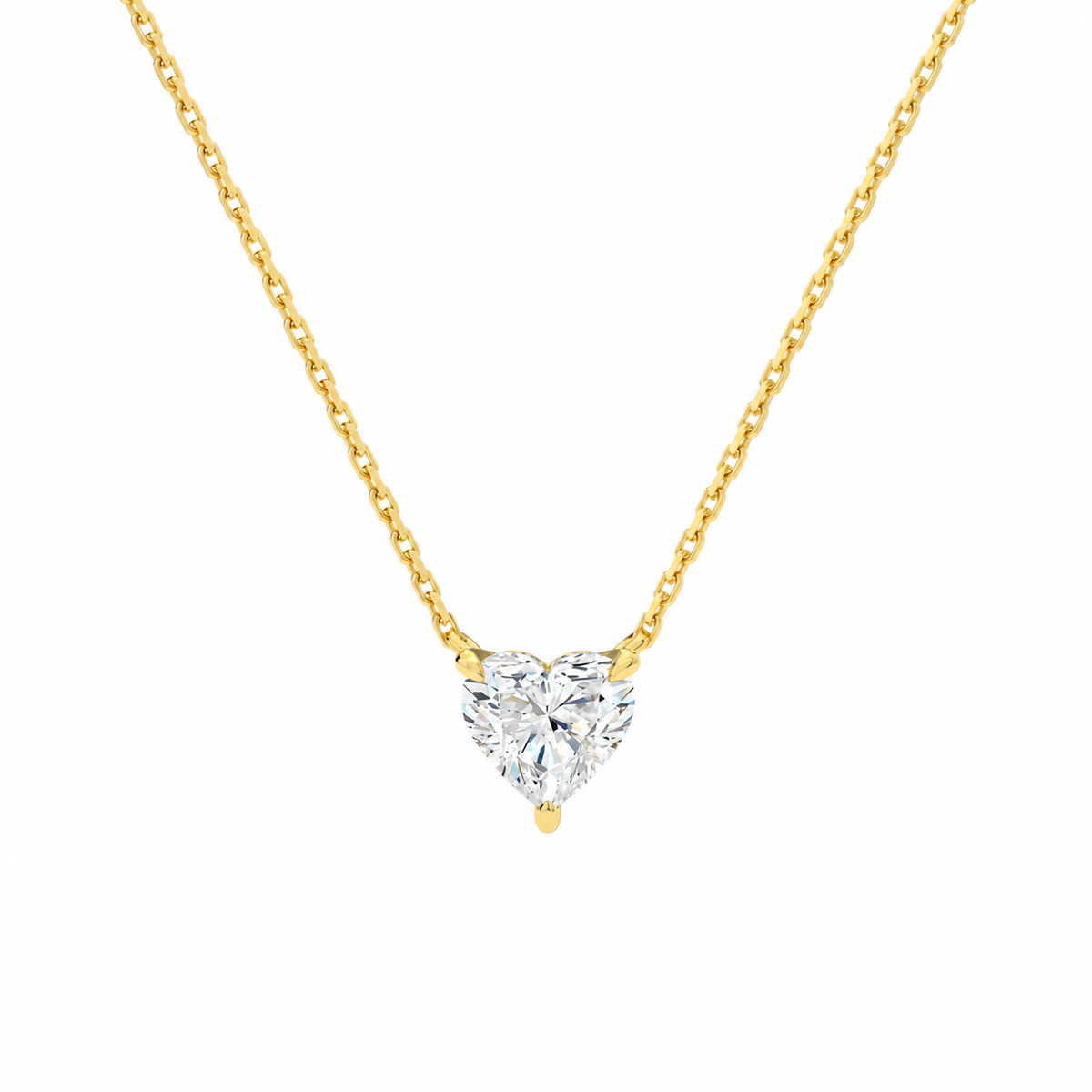 Solenne Heart Solitaire Lab-Grown Diamond Necklace in 18K Yellow Gold, front view