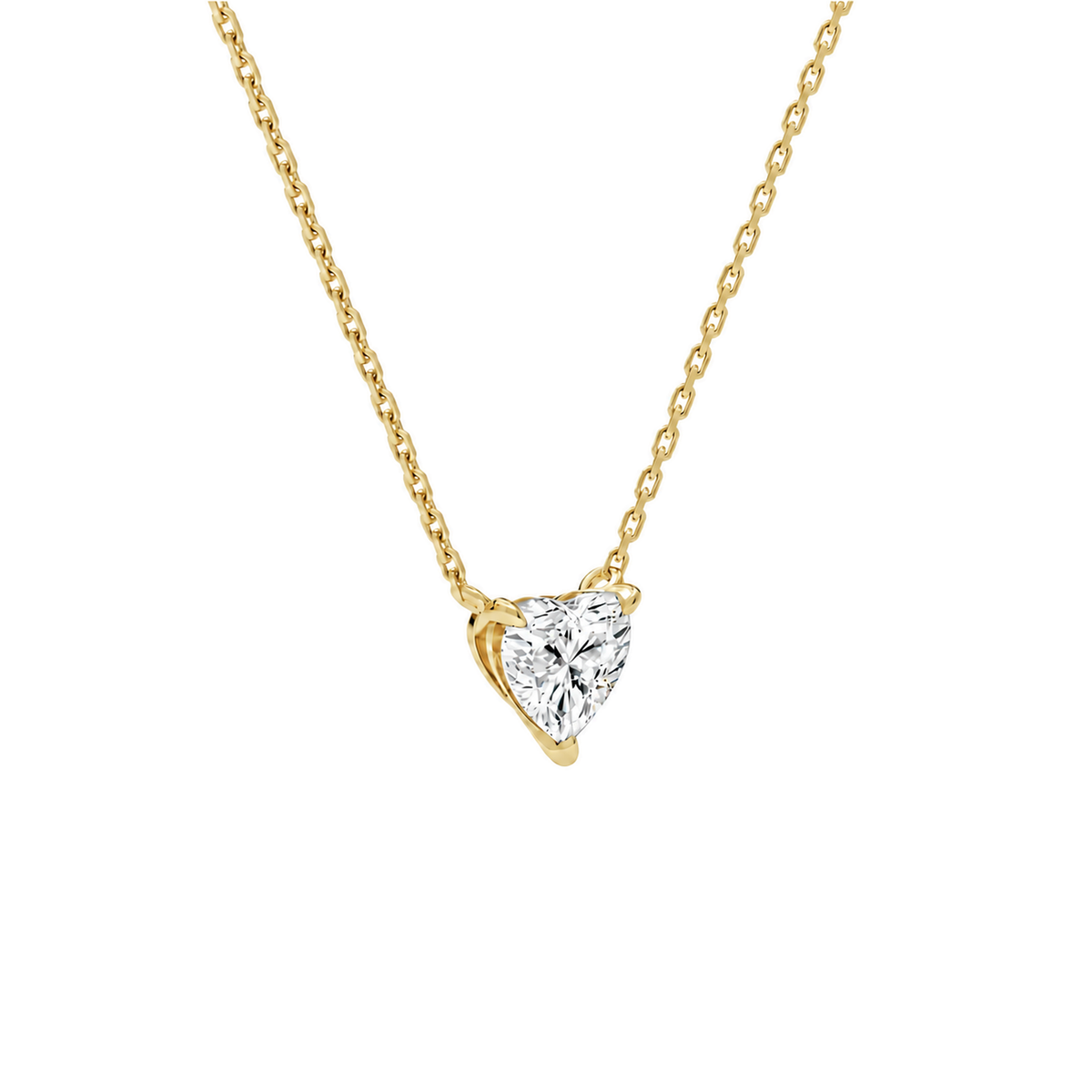 Solenne Heart Solitaire Lab-Grown Diamond Necklace in 18K Yellow Gold, alternate product view