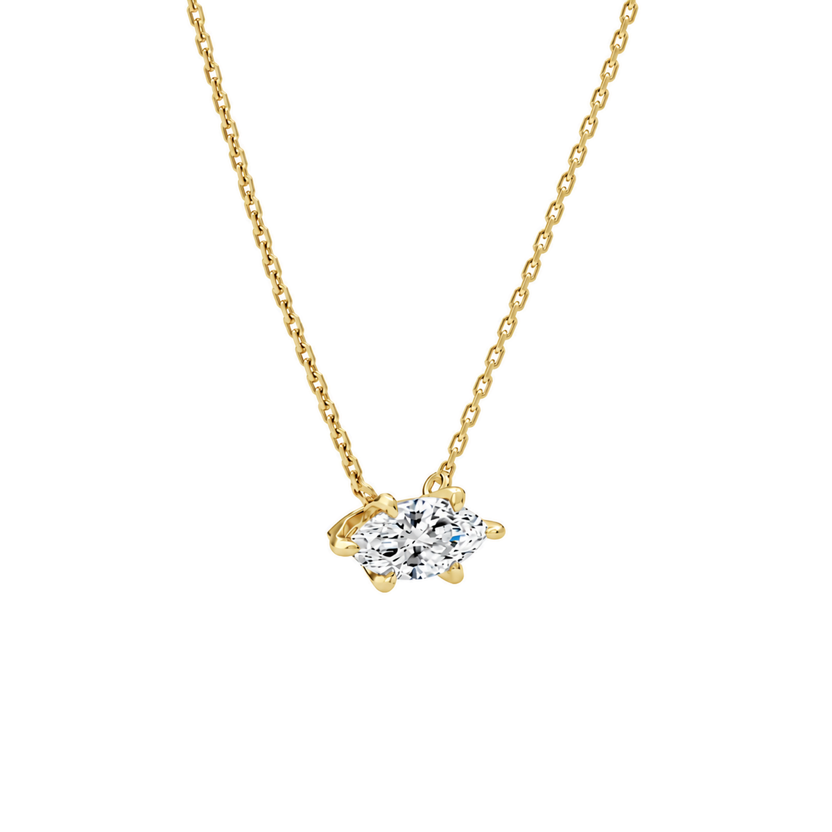 Solenne Marquise Solitaire Lab-Grown Diamond Necklace in 14K Yellow Gold, alternate product view
