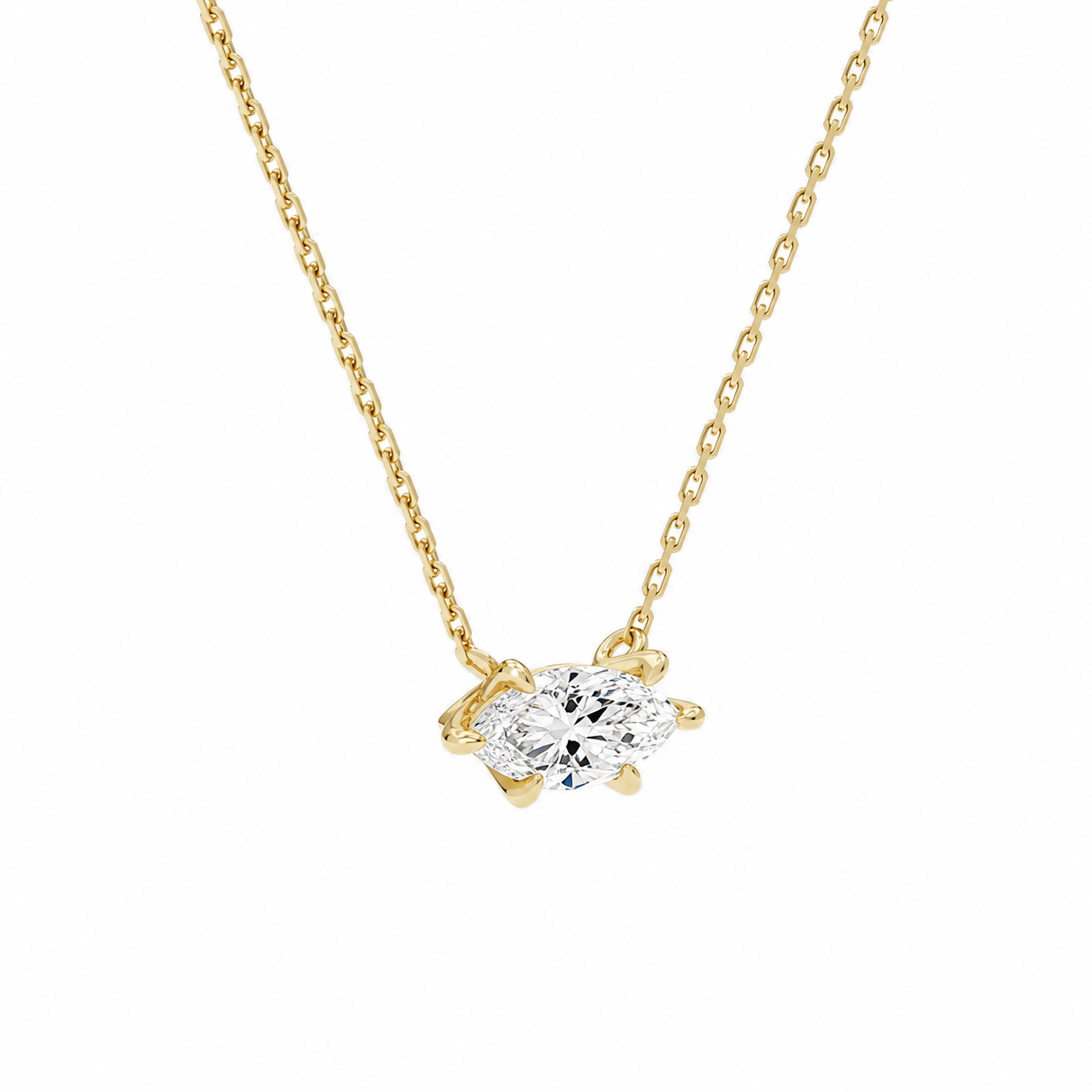 Solenne Marquise Solitaire Diamond Necklace in 14K Yellow Gold second product view