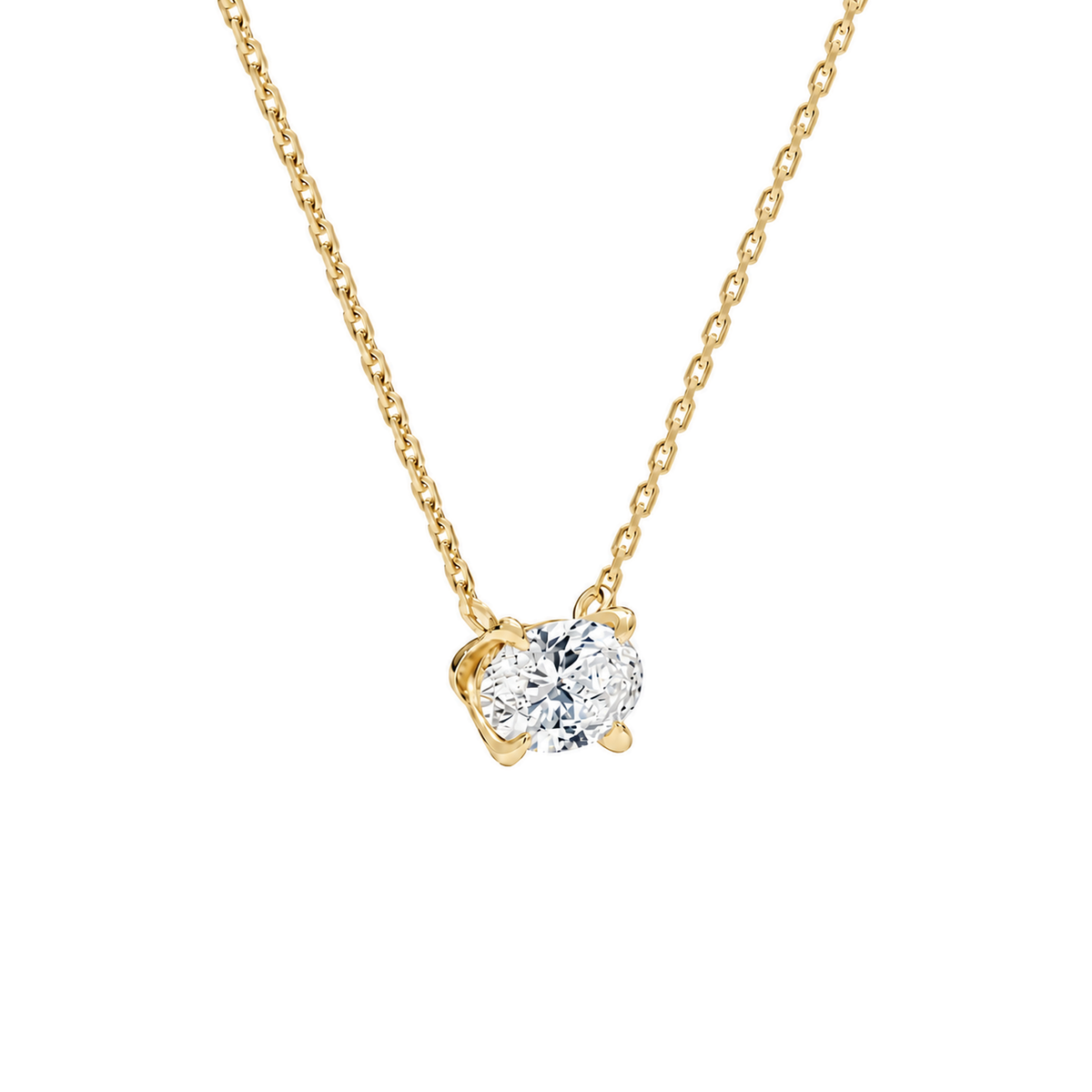 Solenne Oval Solitaire Lab-Grown Diamond Necklace in 14K Yellow Gold, alternate product view