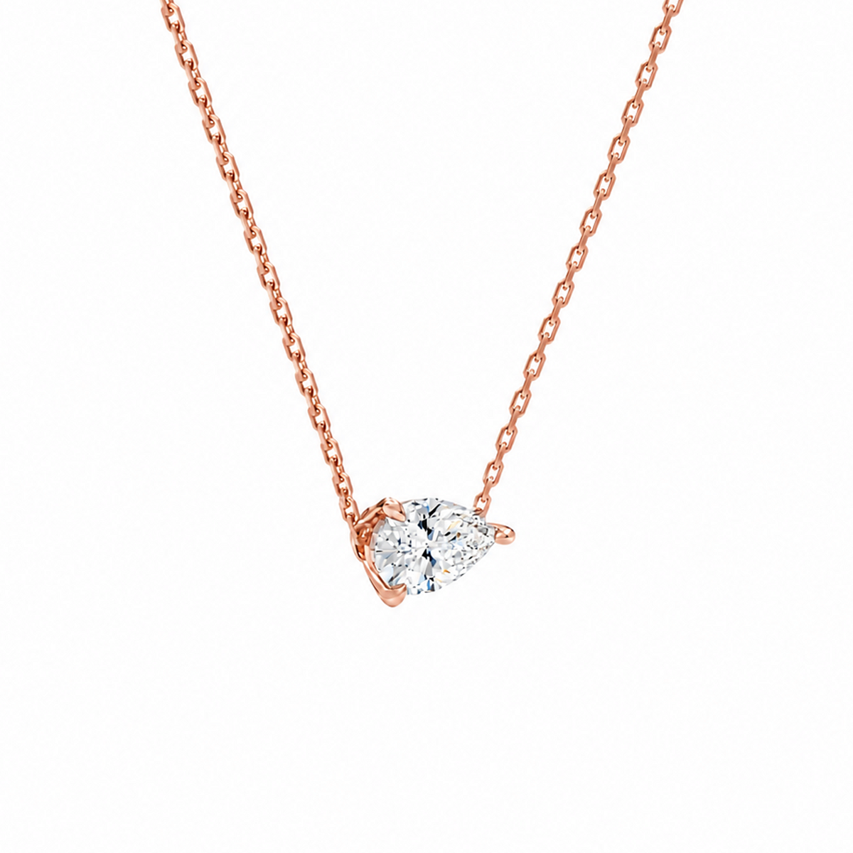 Solenne Pear Solitaire Lab-Grown Diamond Necklace in 14K Rose Gold, alternate product view