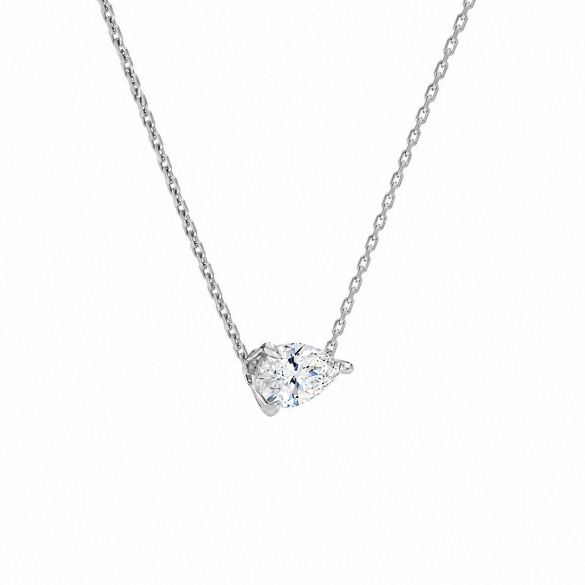 Solenne Pear Solitaire Lab-Grown Diamond Necklace in 14K White Gold, alternate product view