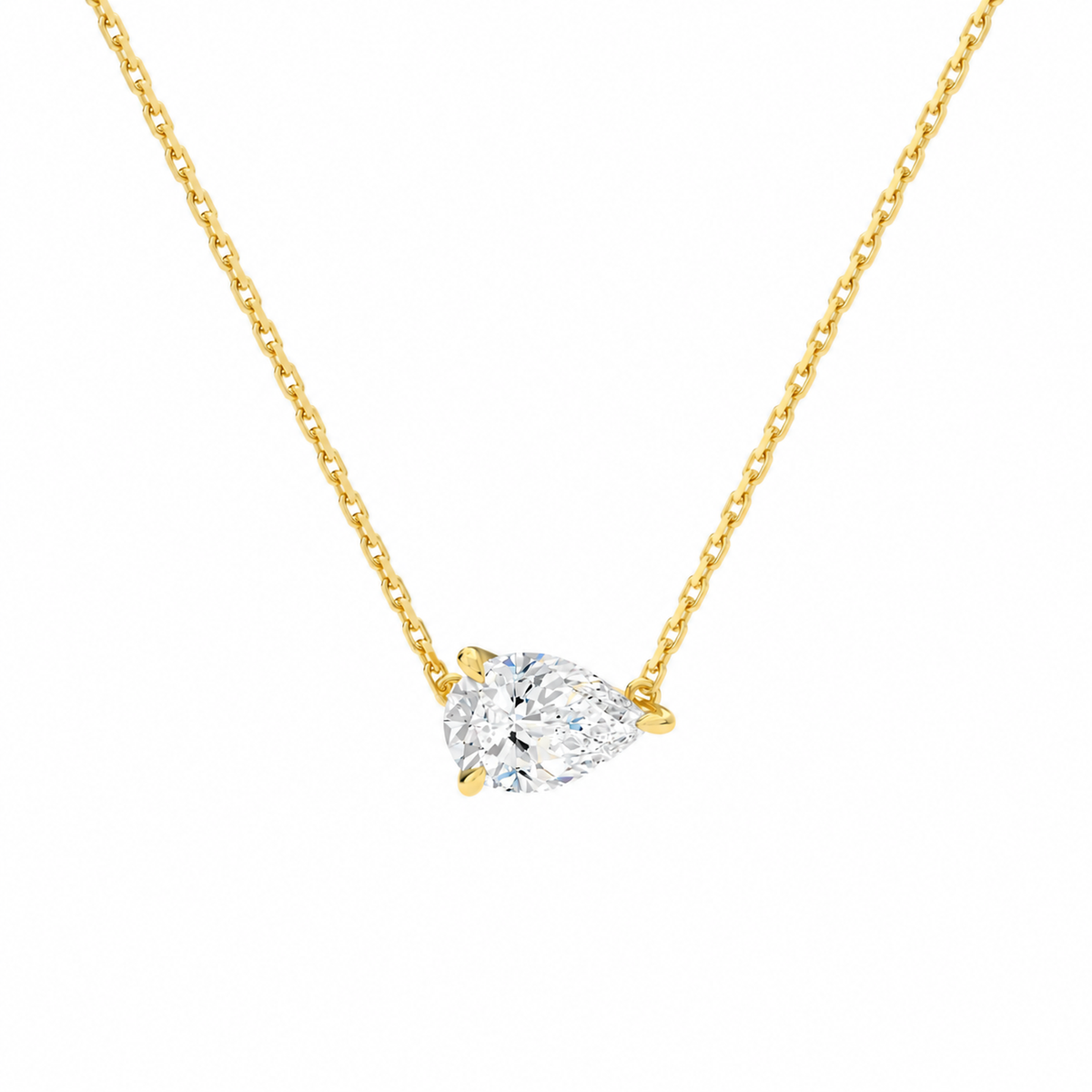 Solenne Pear Solitaire Lab-Grown Diamond Necklace in 14K Yellow Gold, front view