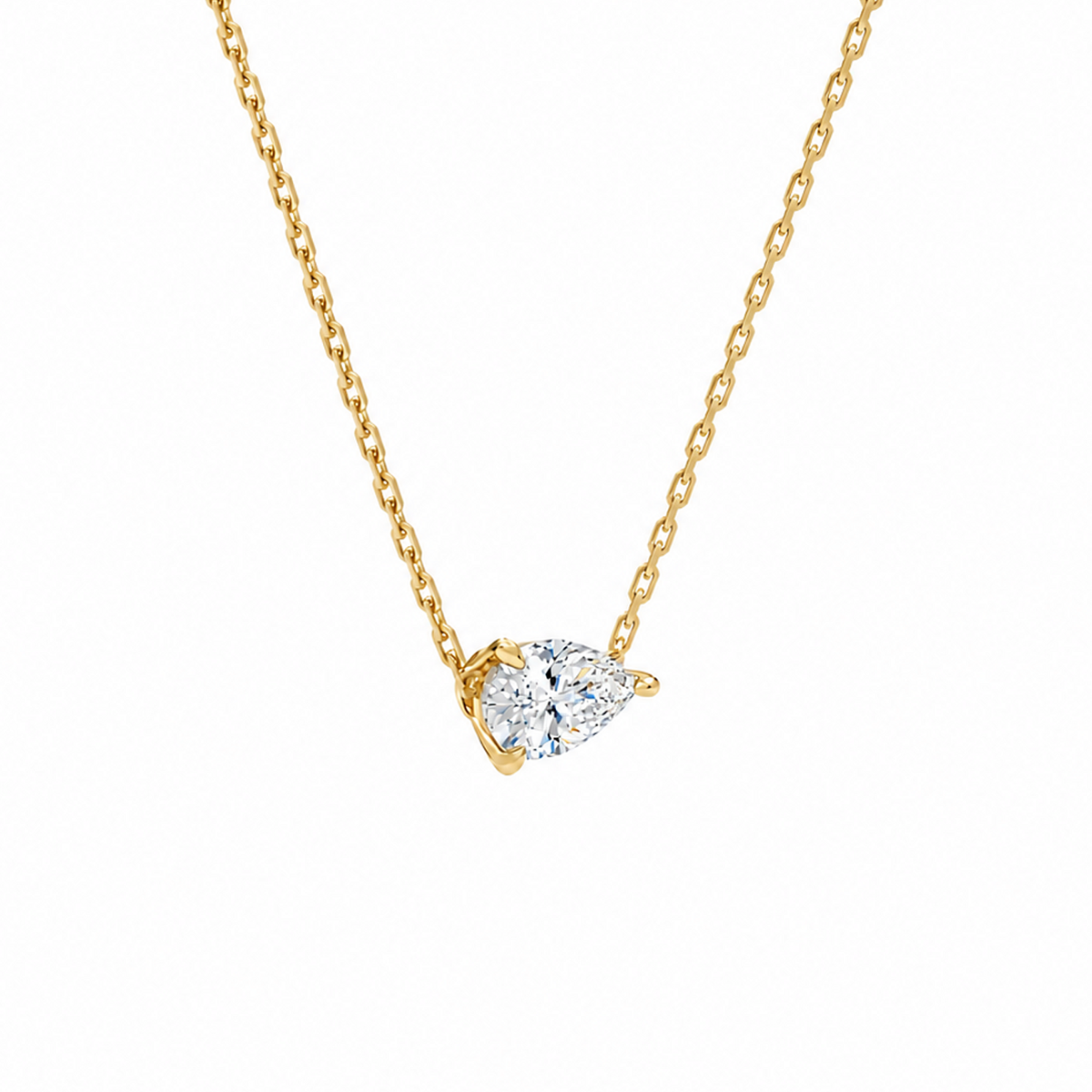 Solenne Pear Solitaire Lab-Grown Diamond Necklace in 18K Yellow Gold, alternate product view