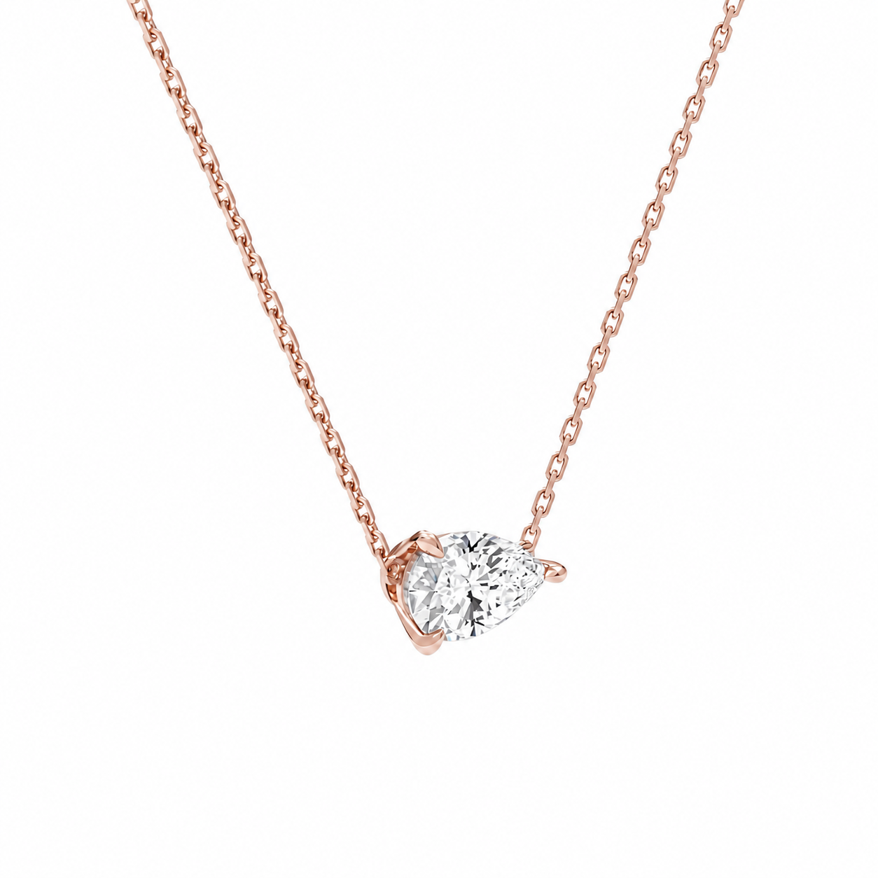 Solenne Pear Solitaire Diamond Necklace in 14K Rose Gold second product view