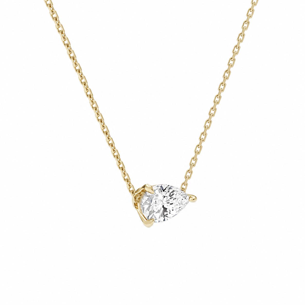 Solenne Pear Solitaire Diamond Necklace in 18K Yellow Gold second product view