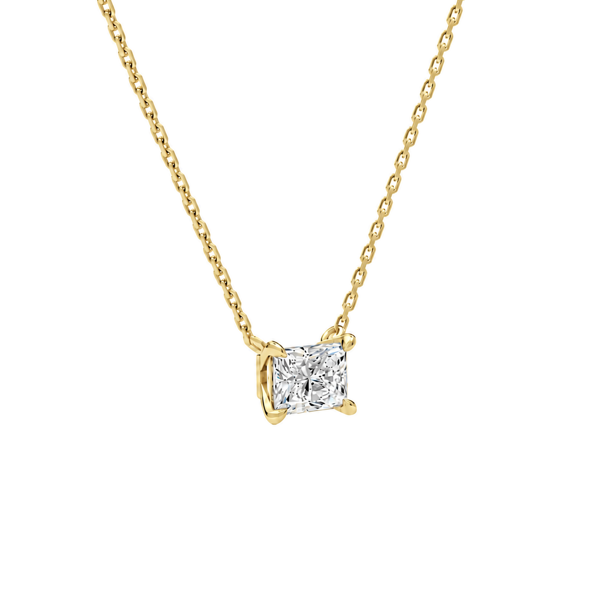 Solenne Radiant Solitaire Lab-Grown Diamond Necklace in 14K Yellow Gold, alternate product view