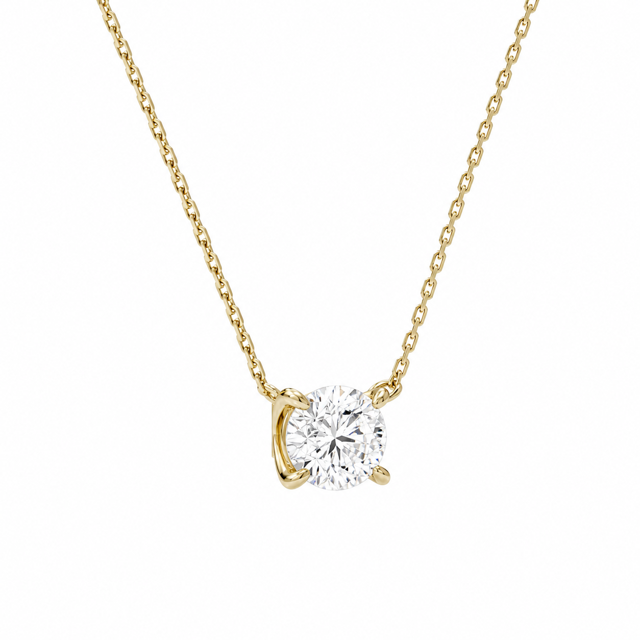 Solenne Round Solitaire Diamond Necklace in 14K Yellow Gold second product view