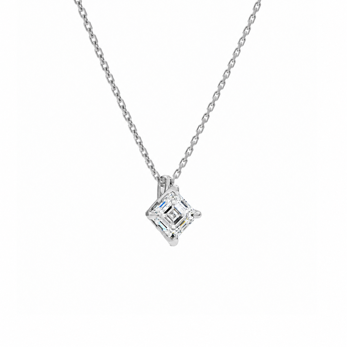 Elysia Asscher Solitaire Lab-Grown Diamond Pendant Necklace in Platinum, alternate product view
