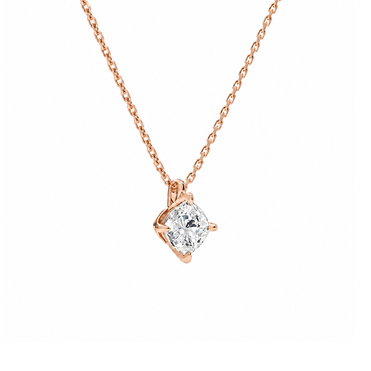 Elysia Cushion Solitaire Lab-Grown Diamond Pendant Necklace in 14K Rose Gold, alternate product view