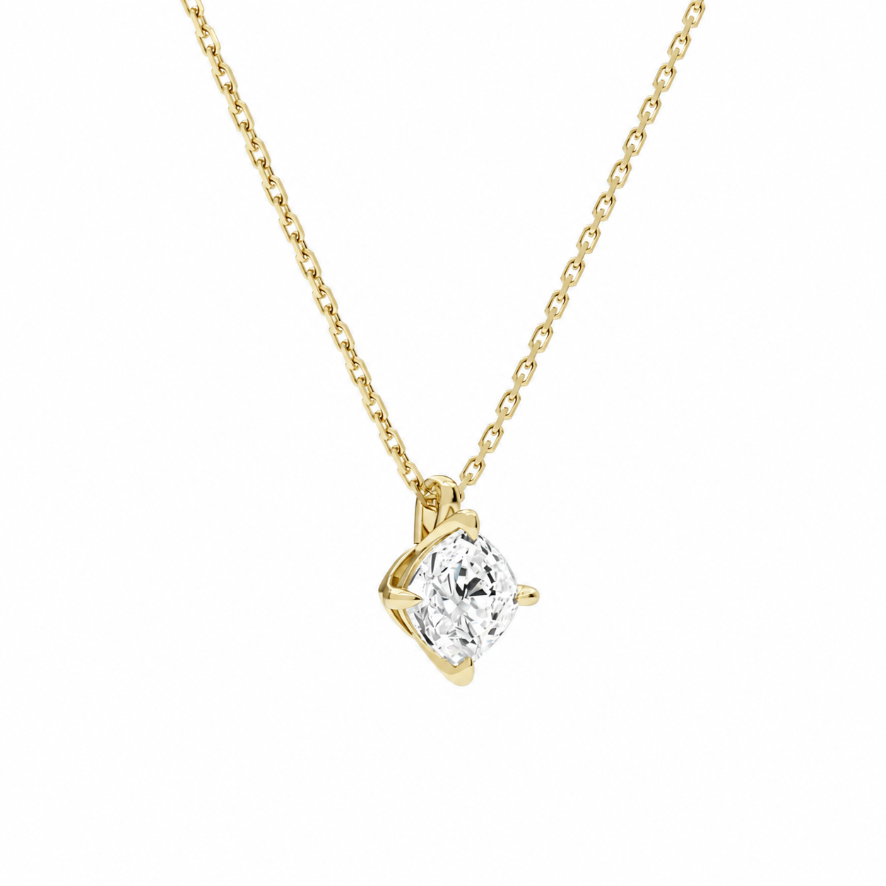 Elysia Cushion Solitaire Diamond Pendant Necklace in 14K Yellow Gold second product view