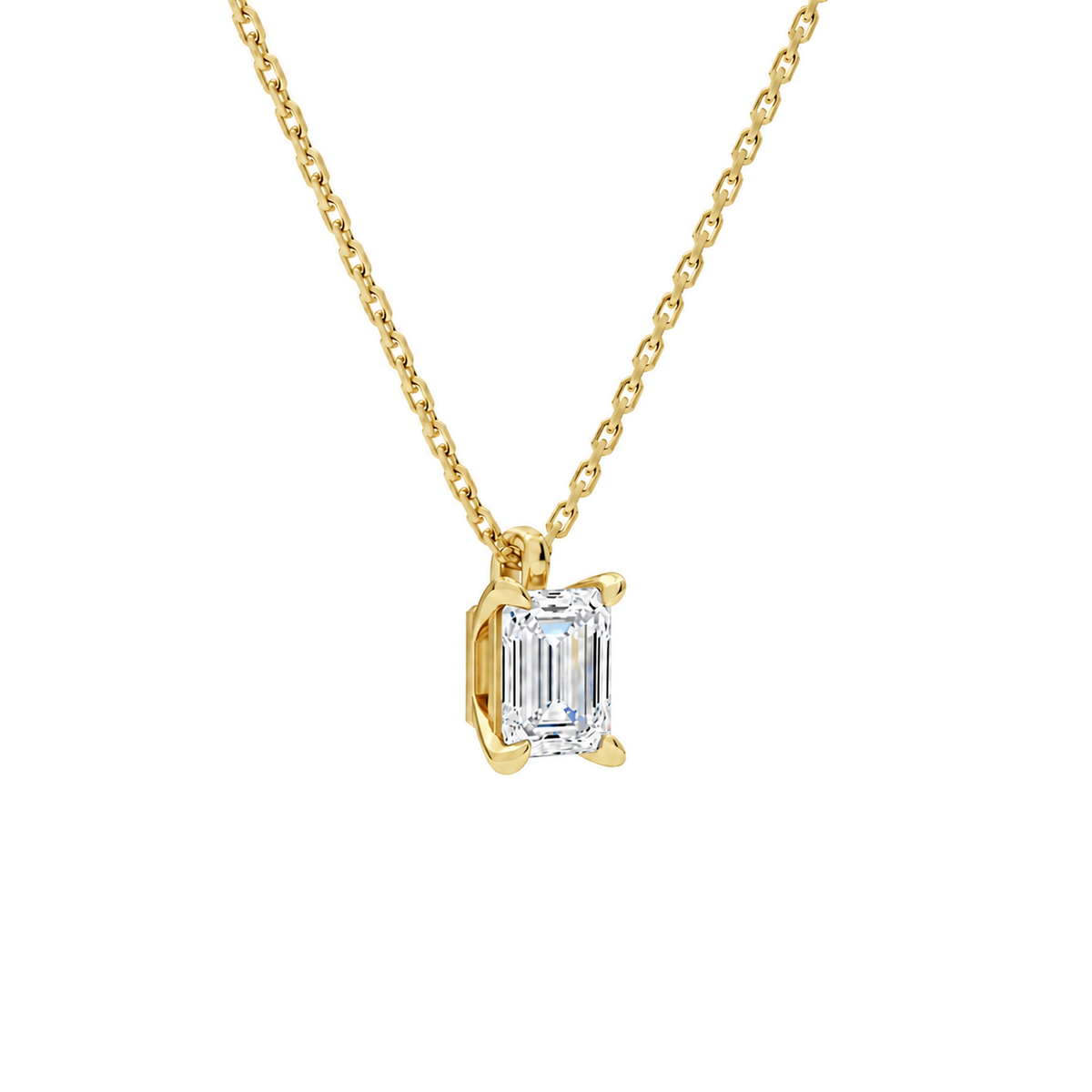 Elysia Emerald Solitaire Lab-Grown Diamond Pendant Necklace in 18K Yellow Gold, alternate product view