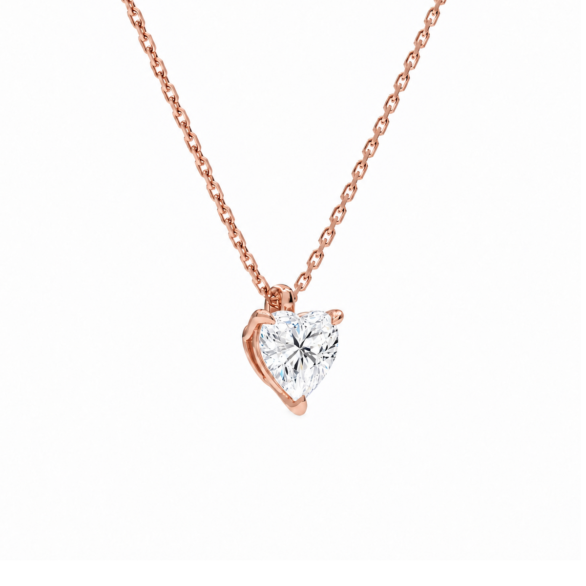 Elysia Heart Solitaire Lab-Grown Diamond Pendant Necklace in 14K Rose Gold, alternate product view