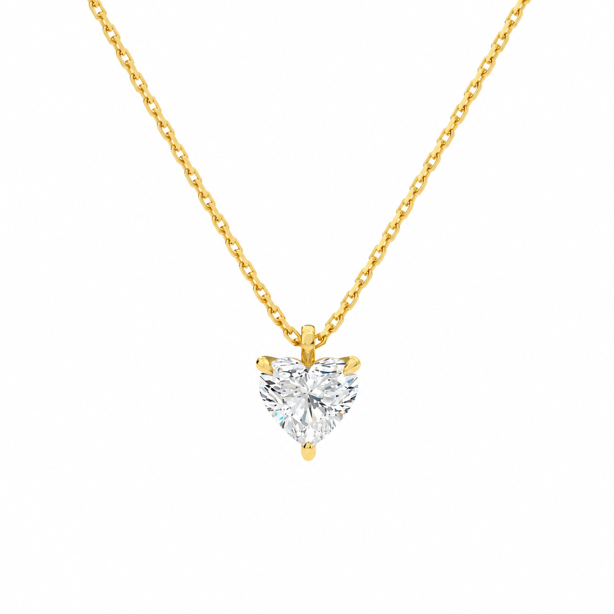 Elysia Heart Solitaire Lab-Grown Diamond Pendant Necklace in 14K Yellow Gold, front view