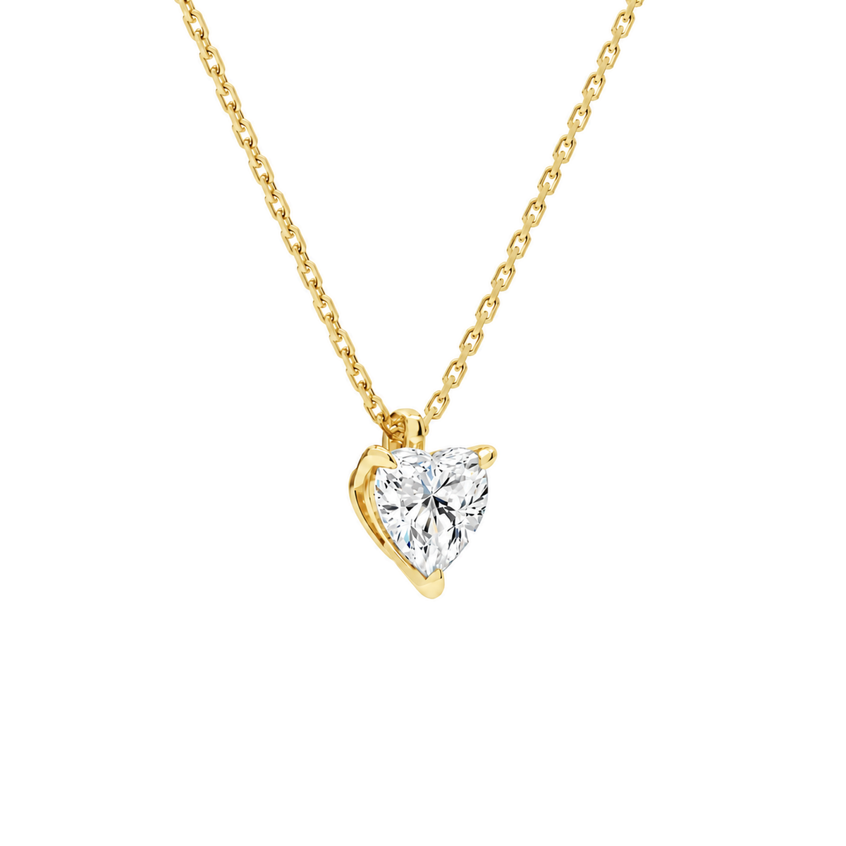 Elysia Heart Solitaire Lab-Grown Diamond Pendant Necklace in 14K Yellow Gold, alternate product view