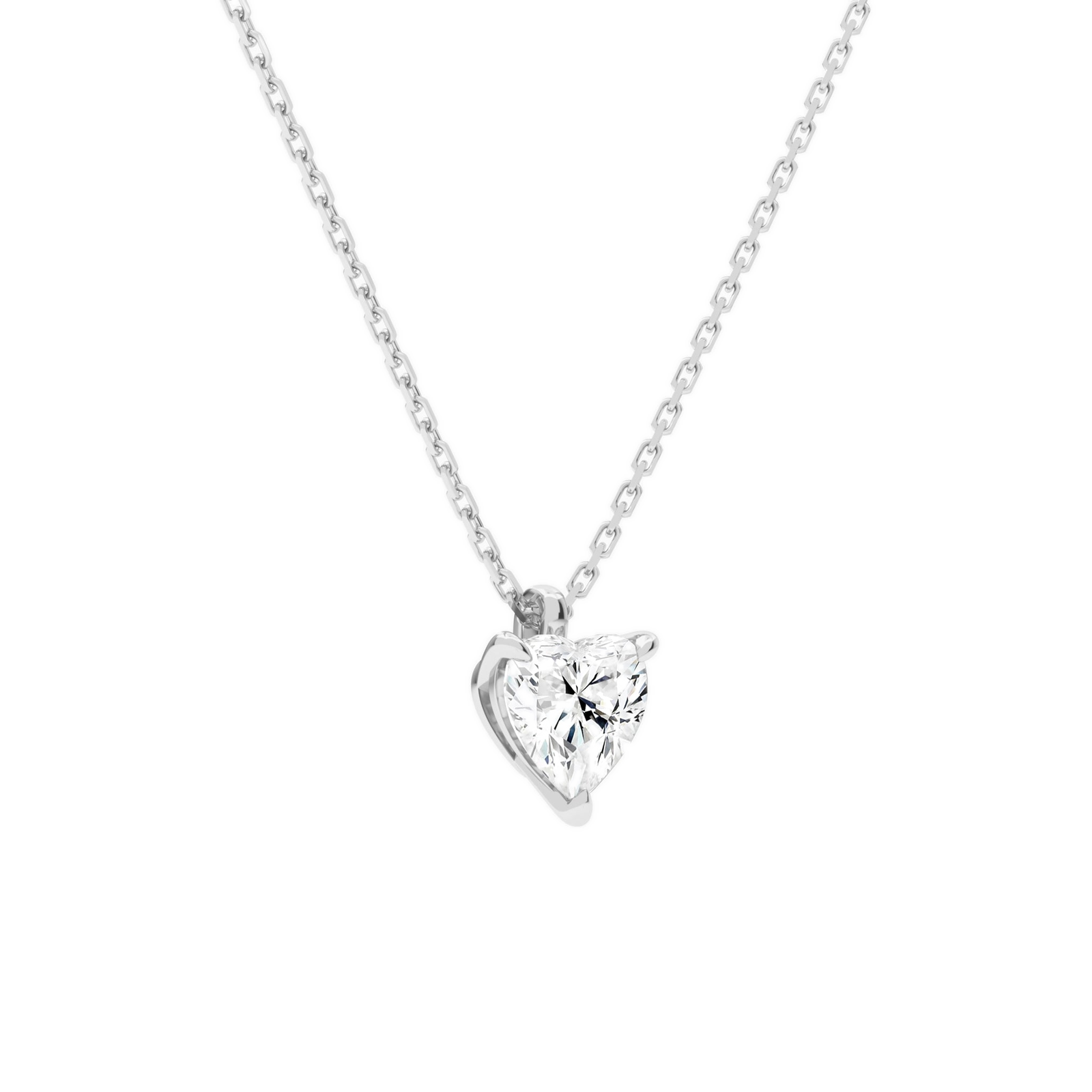 Elysia Heart Solitaire Diamond Pendant Necklace in 18K White Gold second product view