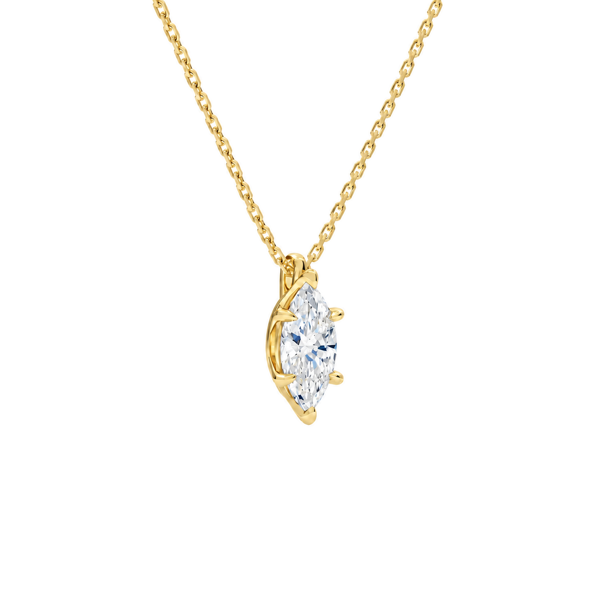 Elysia Marquise Solitaire Lab-Grown Diamond Pendant Necklace in 14K Yellow Gold, alternate product view