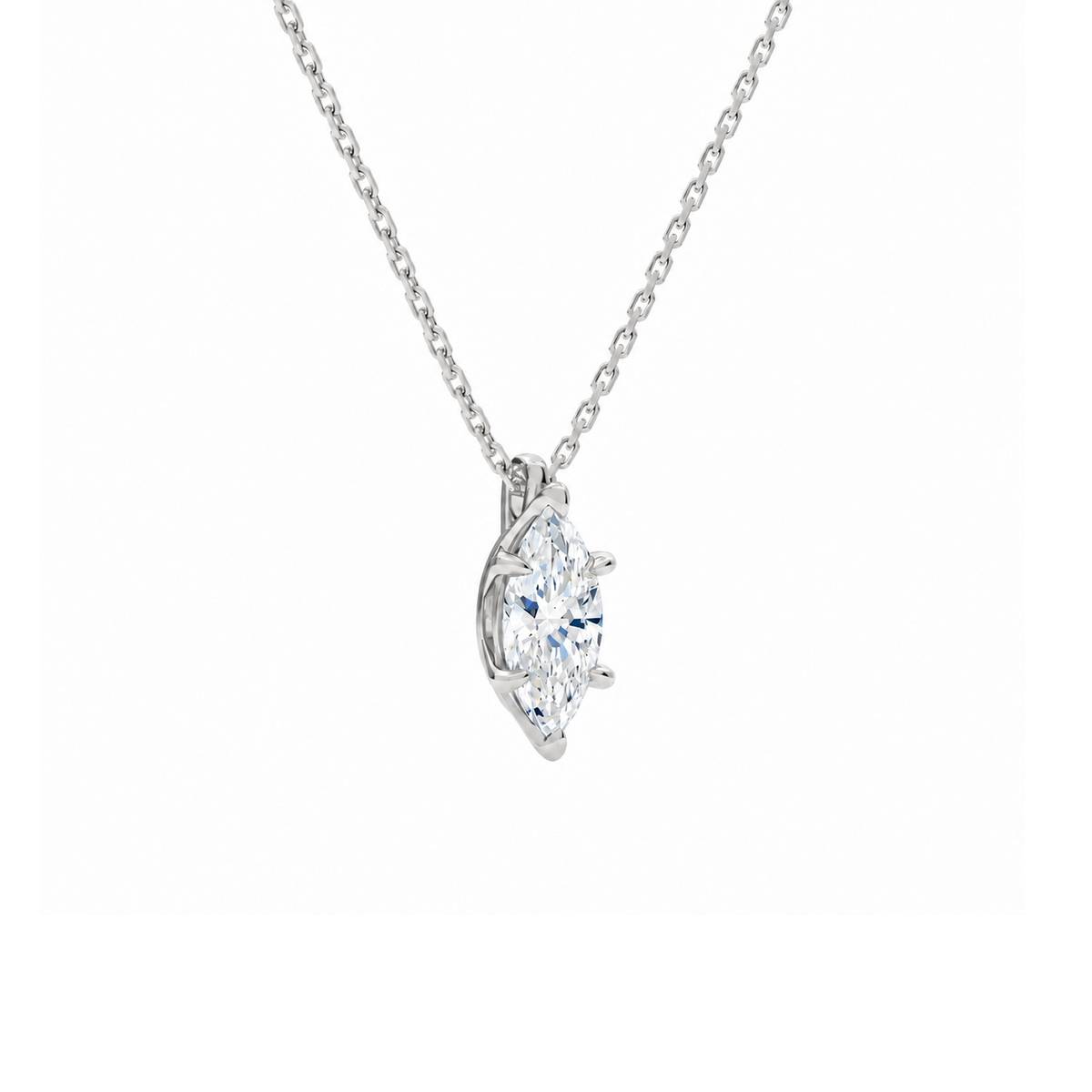 Elysia Marquise Solitaire Lab-Grown Diamond Pendant Necklace in 18K White Gold, alternate product view
