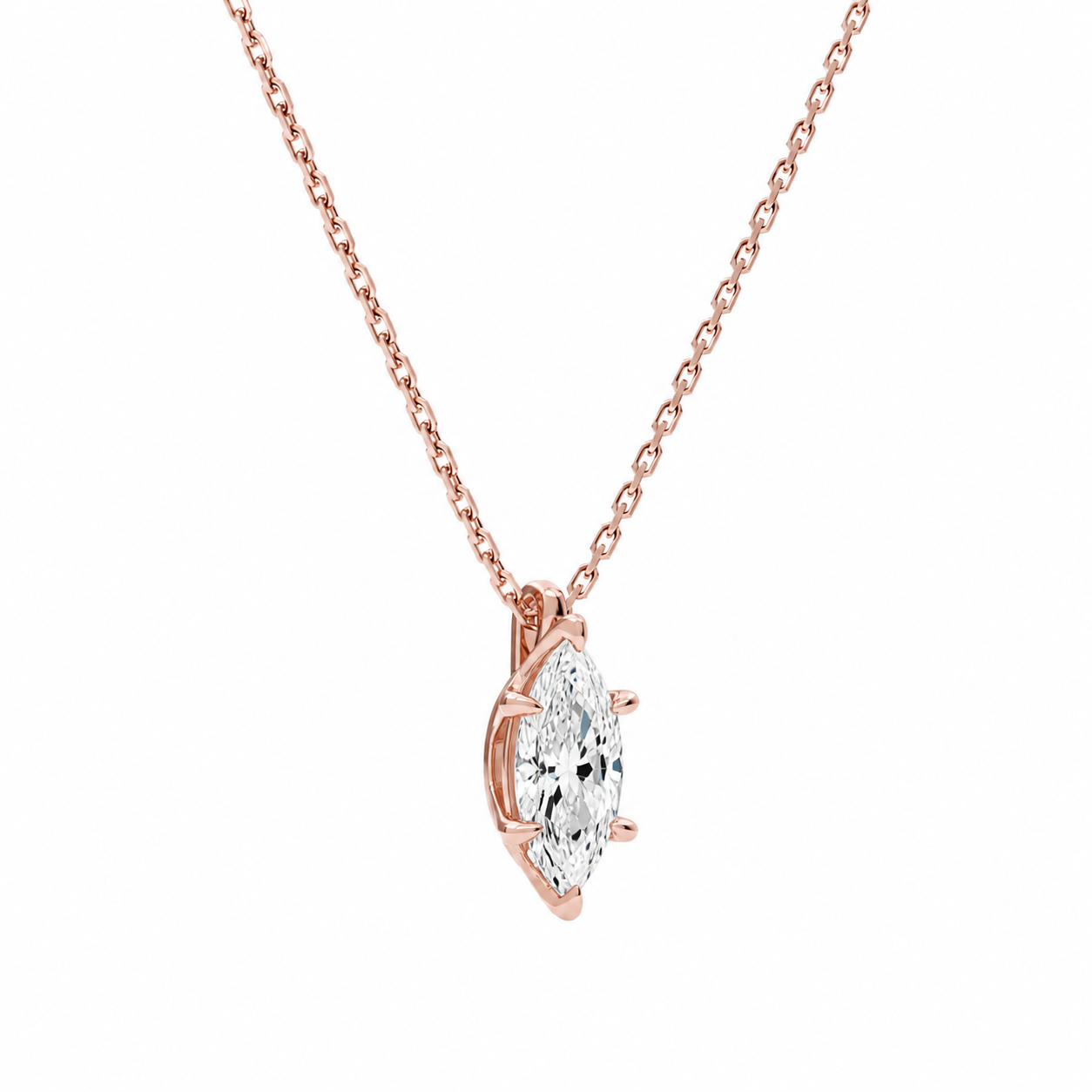 Elysia Marquise Solitaire Diamond Pendant Necklace in 14K Rose Gold second product view