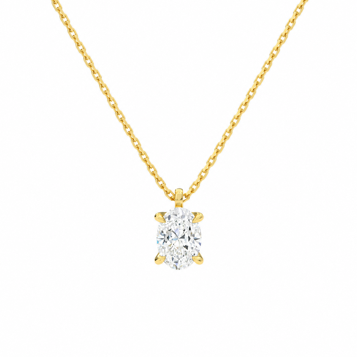 Elysia Oval Solitaire Lab-Grown Diamond Pendant Necklace in 14K Yellow Gold, front view