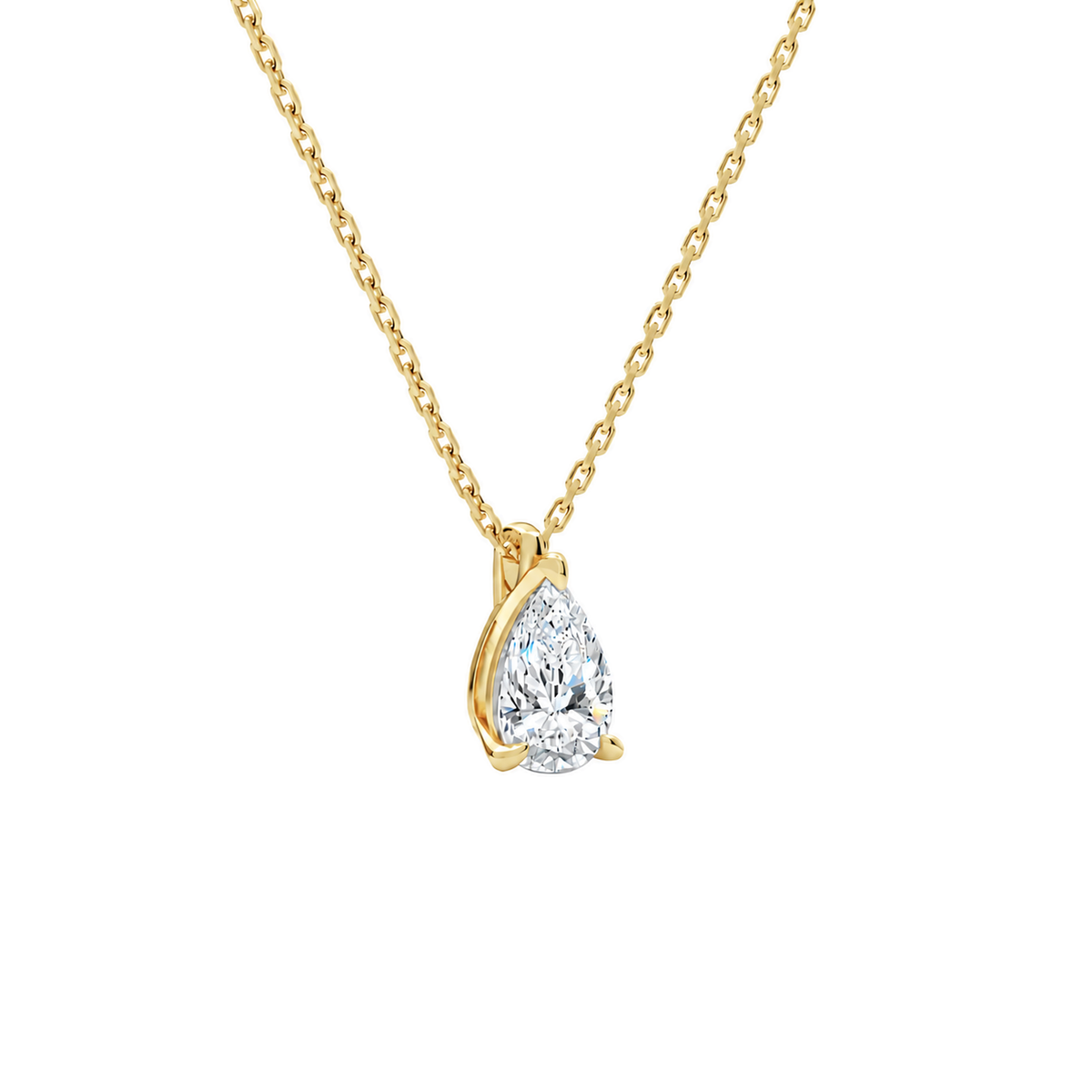 Elysia Pear Solitaire Lab-Grown Diamond Pendant Necklace in 14K Yellow Gold, alternate product view