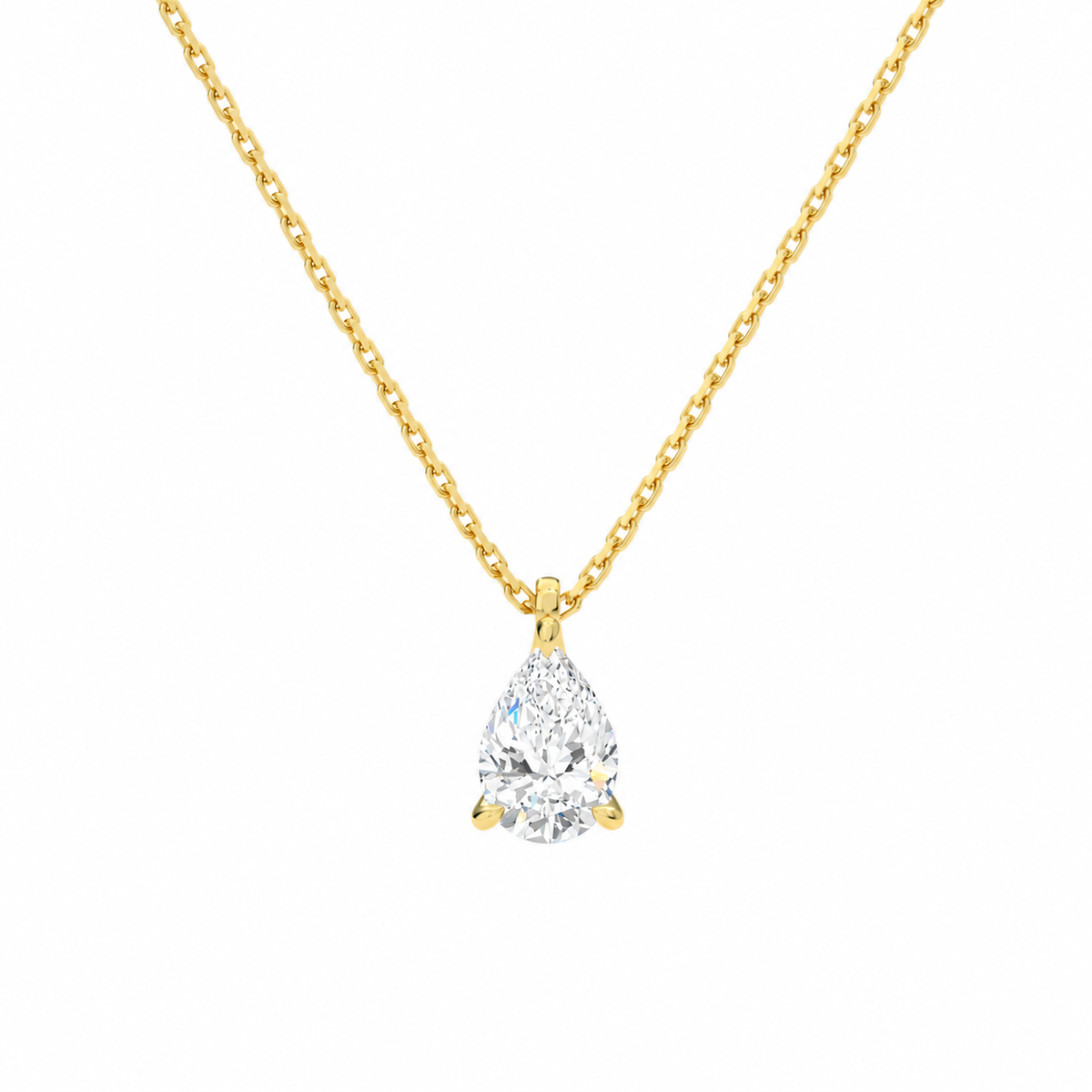Elysia Pear Solitaire Lab-Grown Diamond Pendant Necklace in 18K Yellow Gold, front view