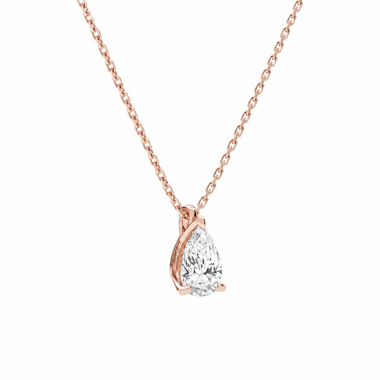 Elysia Pear Solitaire Diamond Pendant Necklace in 14K Rose Gold second product view