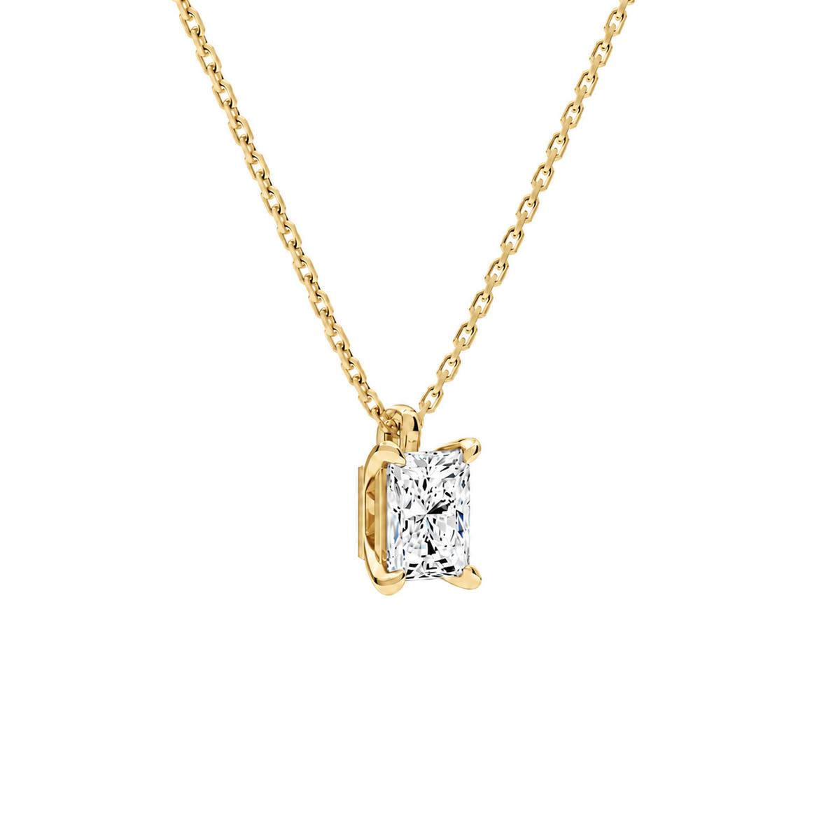 Elysia Radiant Solitaire Lab-Grown Diamond Pendant Necklace in 14K Yellow Gold, alternate product view